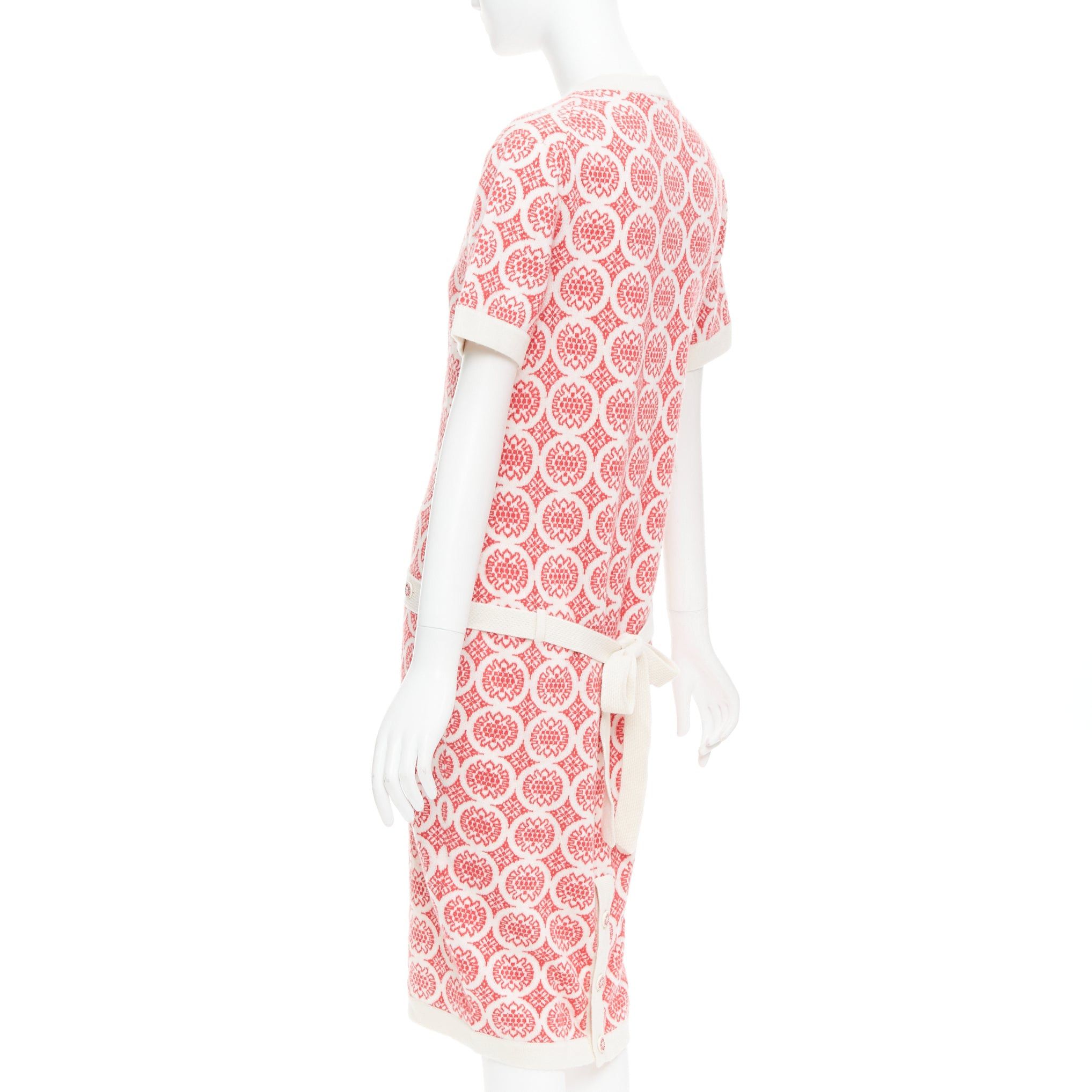 Chanel CHANEL 100% cashmere pink cream CC button pattern dress FR38 M Size M / US 6-8 / IT 42-44 - 6 Thumbnail