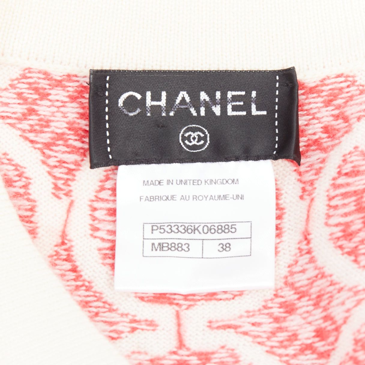 Chanel CHANEL 100% cashmere pink cream CC button pattern dress FR38 M Size M / US 6-8 / IT 42-44 - 8 Thumbnail
