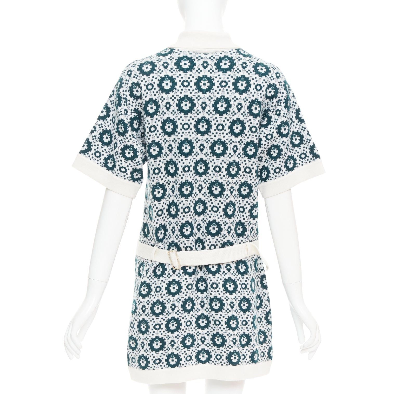 Chanel CHANEL 2016 100% cashmere knit green mosaic CC button polo dress FR38 M Size M / US 6-8 / IT 42-44 - 5 Thumbnail