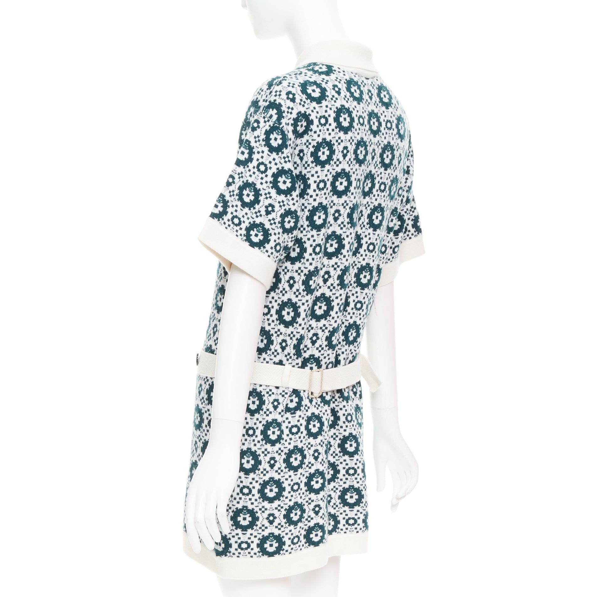 Chanel CHANEL 2016 100% cashmere knit green mosaic CC button polo dress FR38 M Size M / US 6-8 / IT 42-44 - 6 Thumbnail