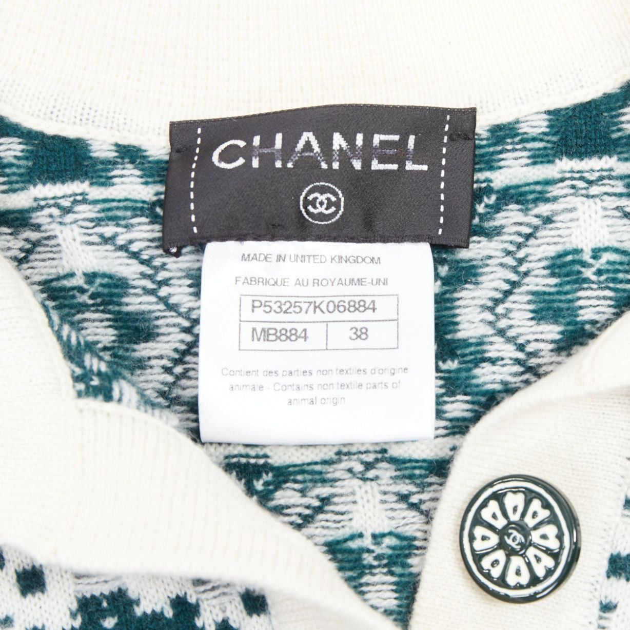 Chanel CHANEL 2016 100% cashmere knit green mosaic CC button polo dress FR38 M Size M / US 6-8 / IT 42-44 - 8 Thumbnail