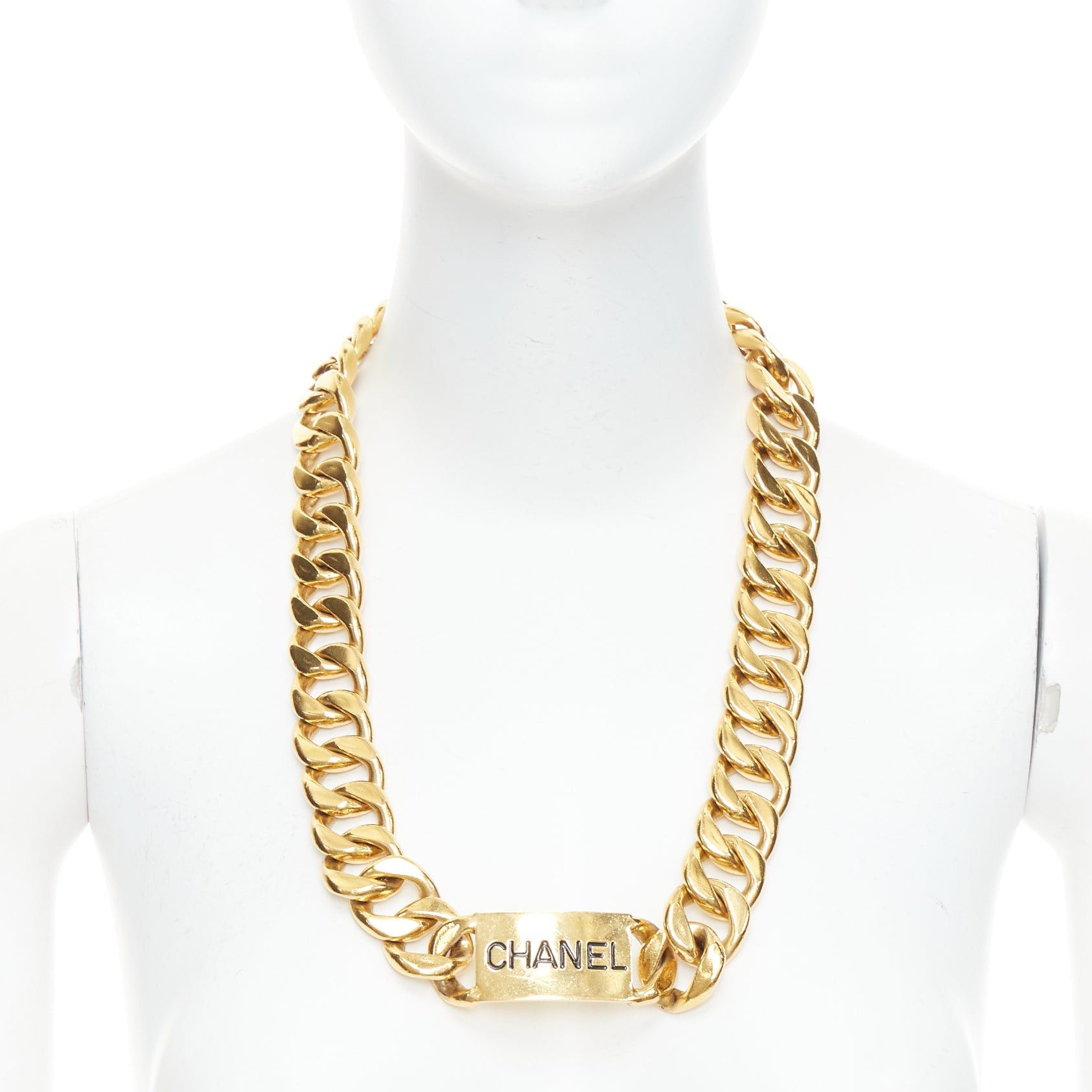 Chanel CHANEL 1990's Vintage iconic gold plated logo ID chunky chain necklace belt Size ONE SIZE - 2 Thumbnail