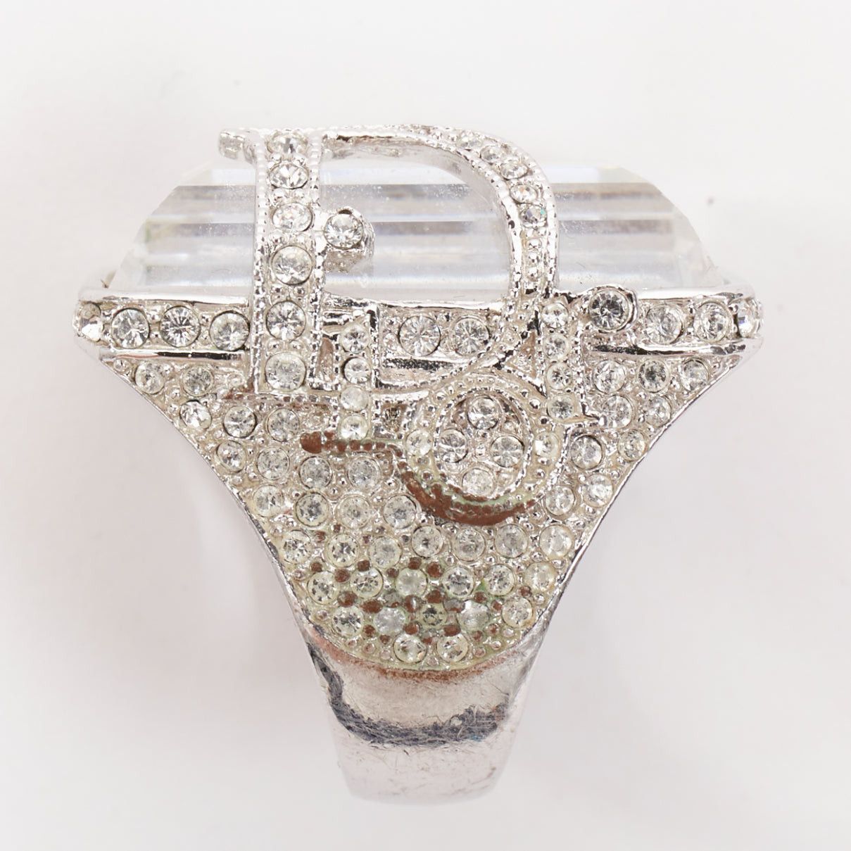 Dior rare CHRISTIAN DIOR John Galliano Vintage crystal paved logo statement ring US7 Size ONE SIZE - 5 Thumbnail