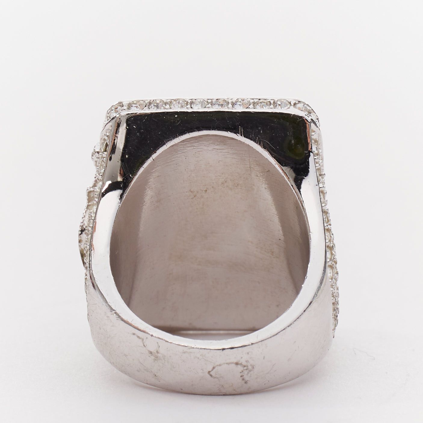 Dior rare CHRISTIAN DIOR John Galliano Vintage crystal paved logo statement ring US7 Size ONE SIZE - 4 Thumbnail