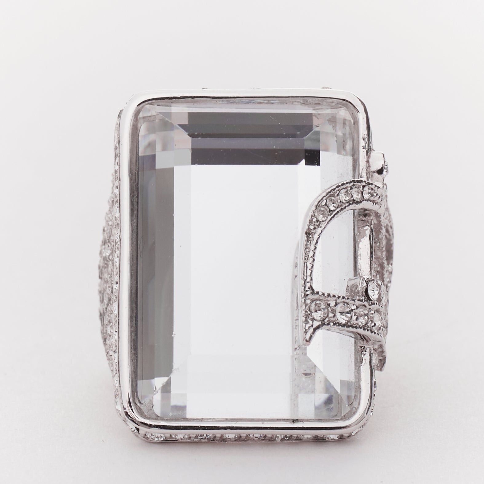 Dior rare CHRISTIAN DIOR John Galliano Vintage crystal paved logo statement ring US7 Size ONE SIZE - 2 Thumbnail