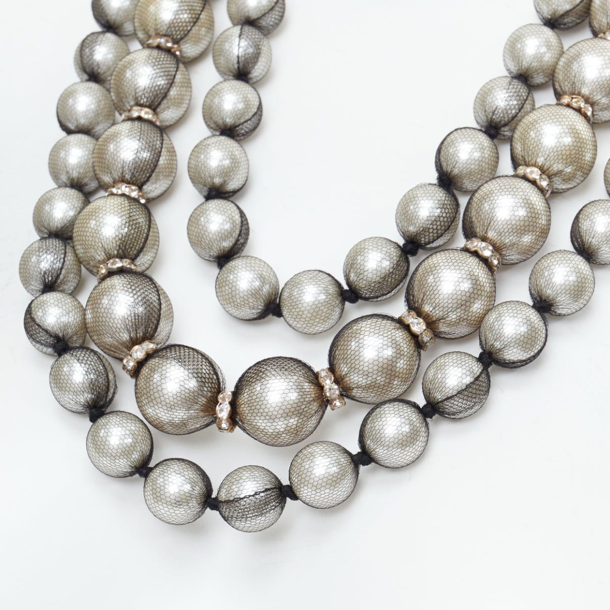 Lanvin rare LANVIN black strand wrapped faux pearl crystal ribbon tie necklace Size ONE SIZE - 3 Thumbnail