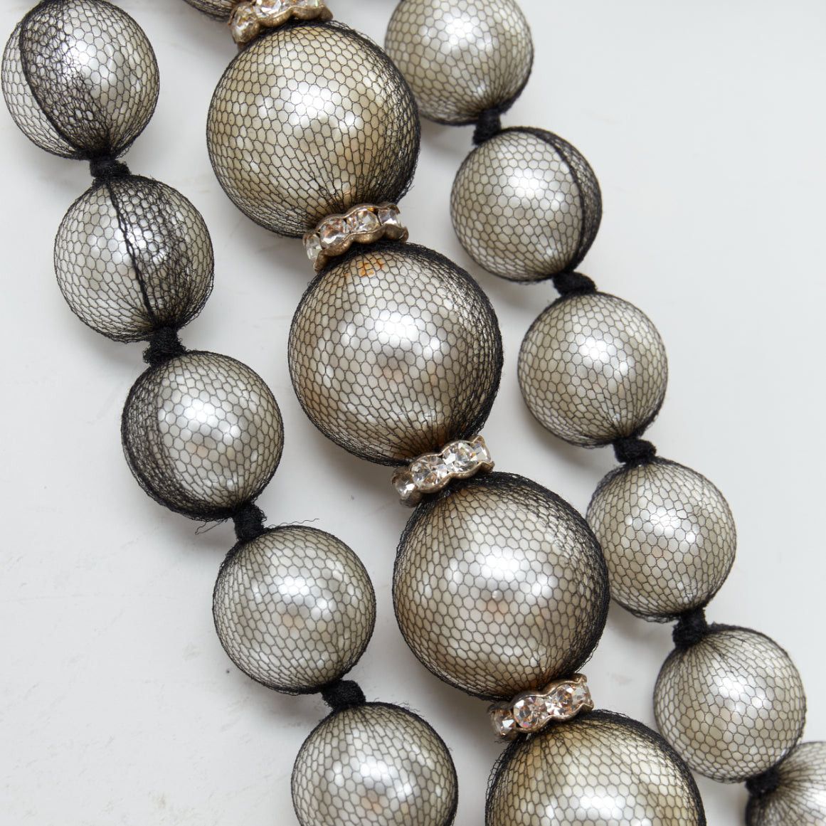 Lanvin rare LANVIN black strand wrapped faux pearl crystal ribbon tie necklace Size ONE SIZE - 4 Thumbnail