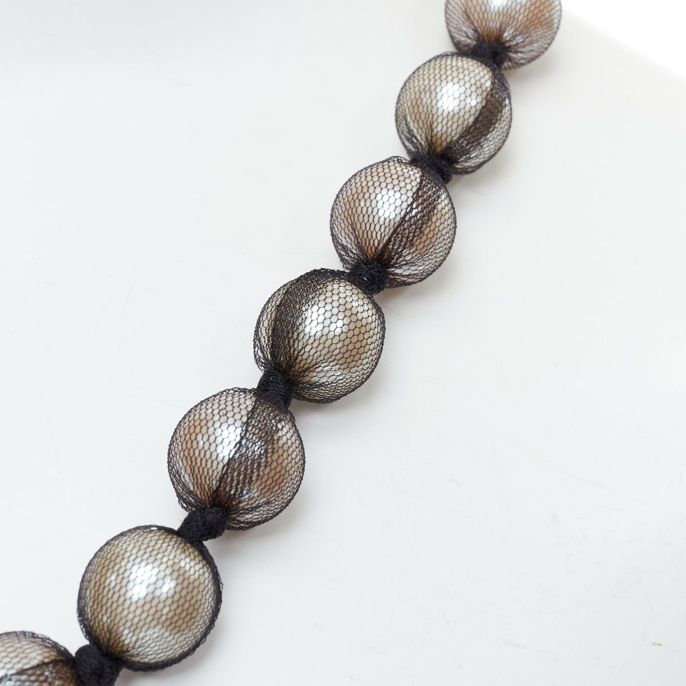 Lanvin LANVIN black wrapped large faux pearl double ribbon tie princess necklace Size ONE SIZE - 4 Thumbnail