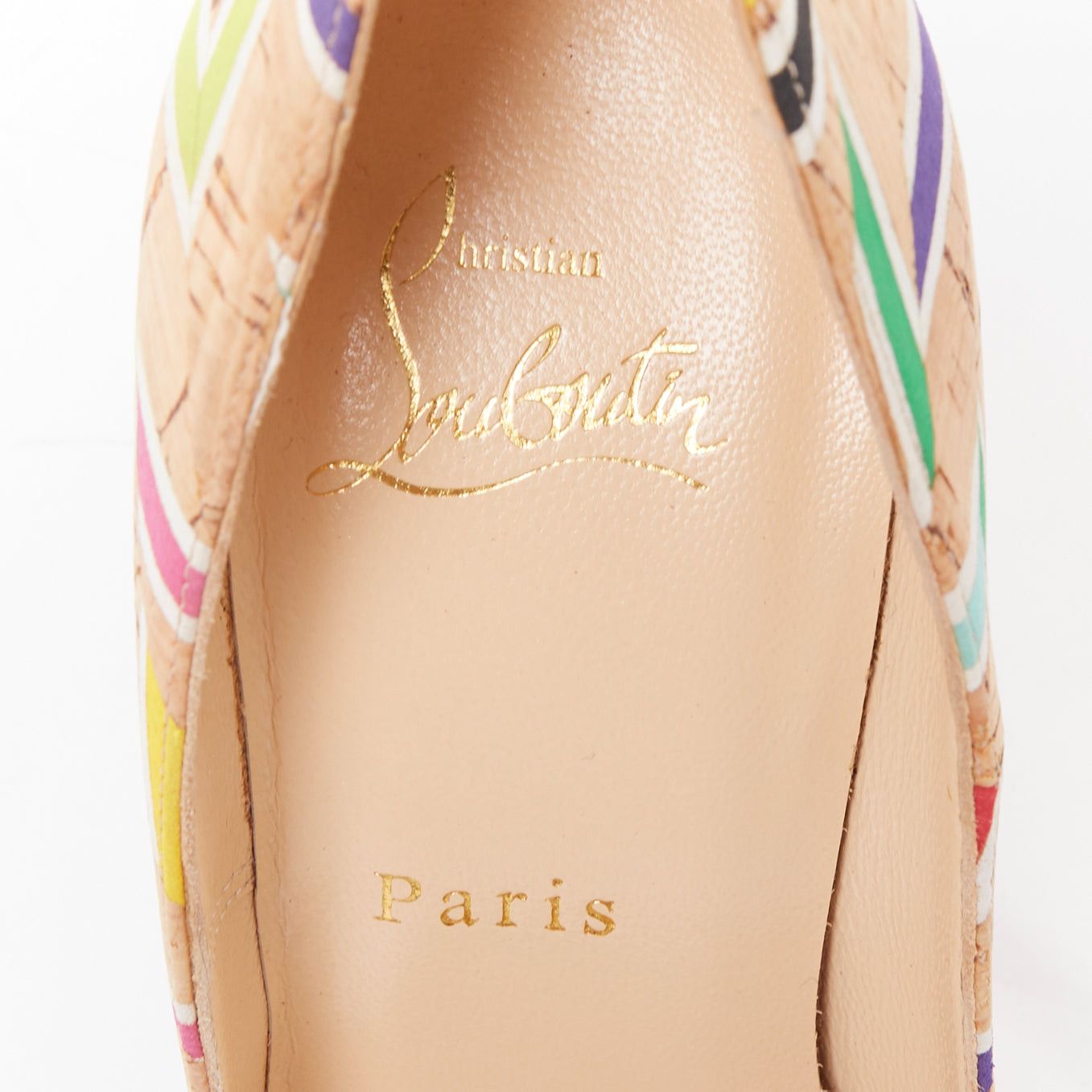Christian Louboutin CHRISTIAN LOUBOUTIN So Kate Cork Chevron beige colourful calfskin pumps EU36.5 Size US 6.5 / IT 36.5 - 9 Thumbnail
