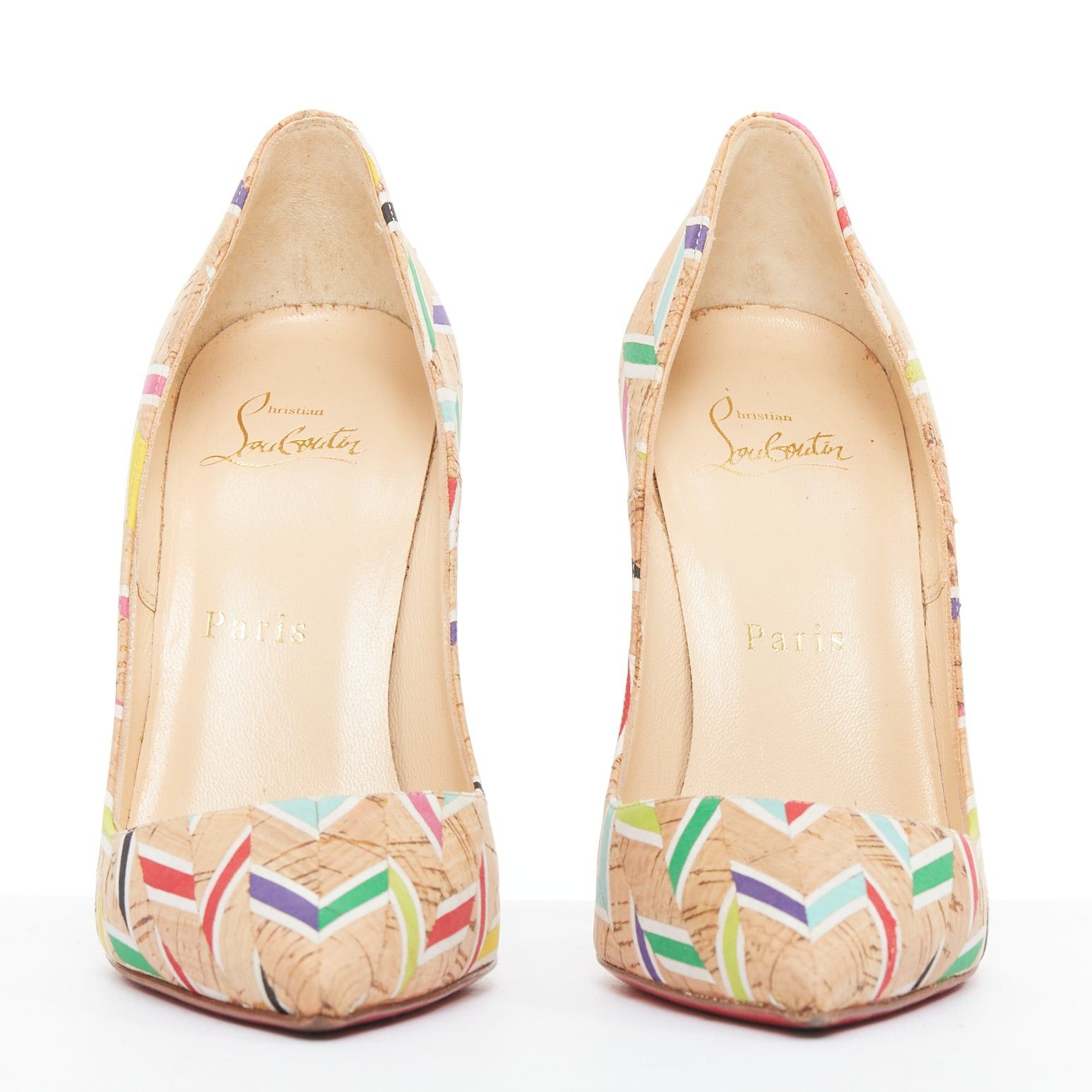 Christian Louboutin CHRISTIAN LOUBOUTIN So Kate Cork Chevron beige colourful calfskin pumps EU36.5 Size US 6.5 / IT 36.5 - 3 Thumbnail