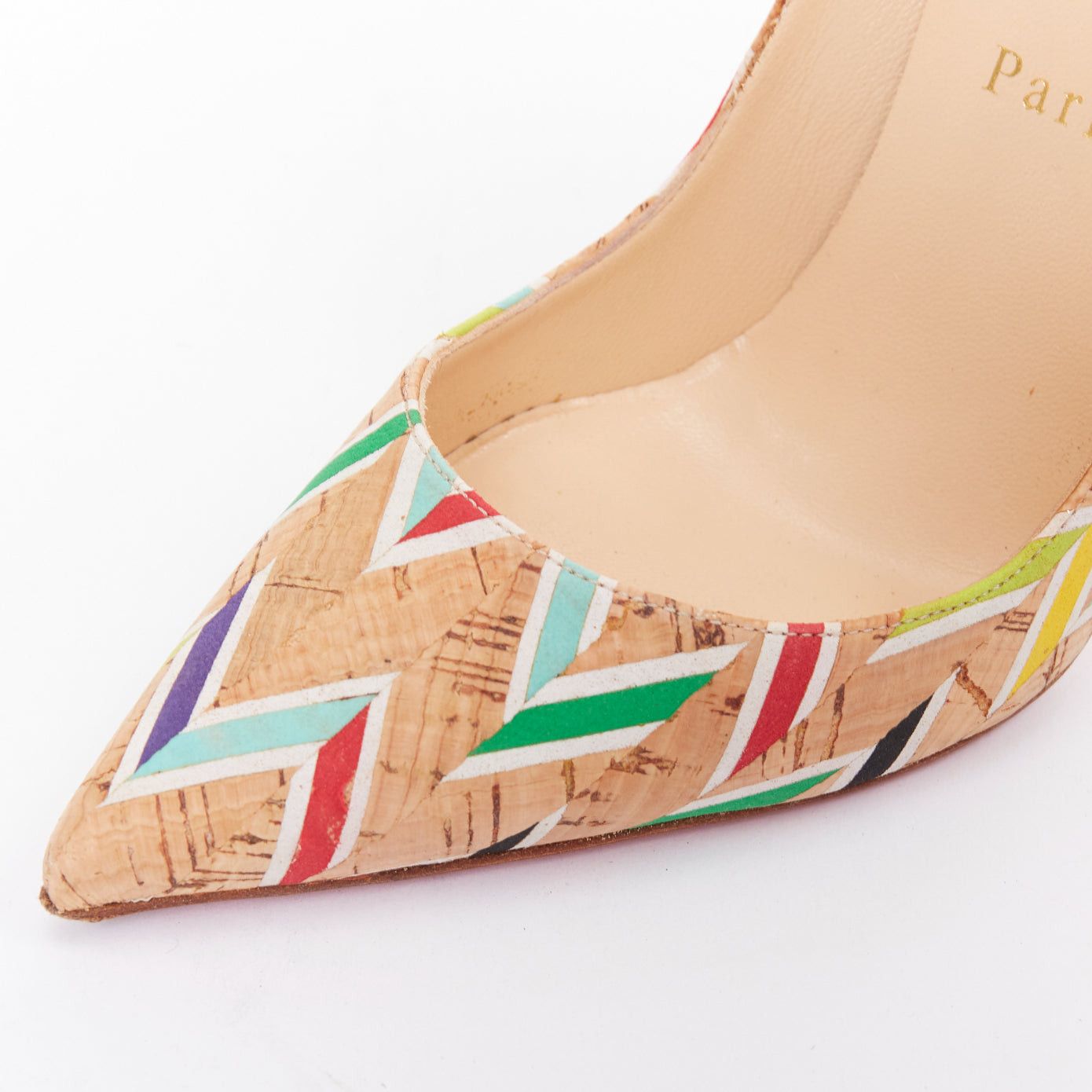 Christian Louboutin CHRISTIAN LOUBOUTIN So Kate Cork Chevron beige colourful calfskin pumps EU36.5 Size US 6.5 / IT 36.5 - 7 Thumbnail