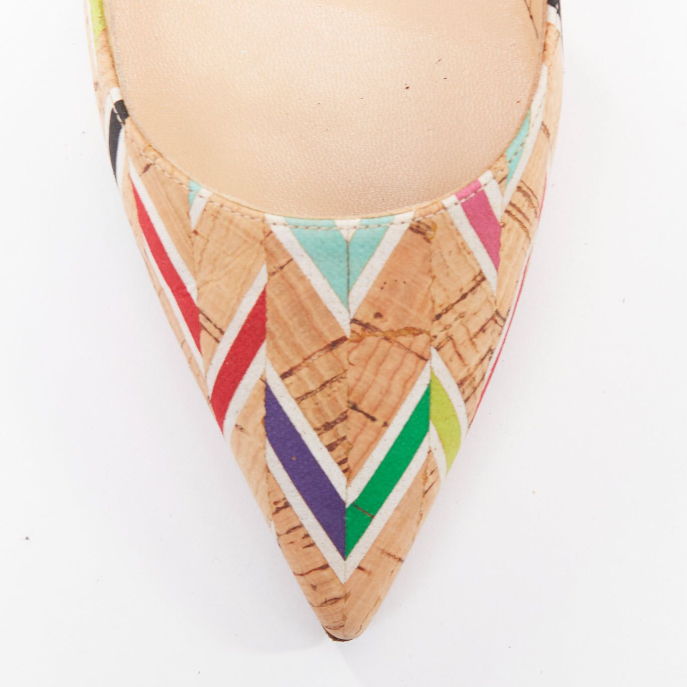 Christian Louboutin CHRISTIAN LOUBOUTIN So Kate Cork Chevron beige colourful calfskin pumps EU36.5 Size US 6.5 / IT 36.5 - 6 Thumbnail