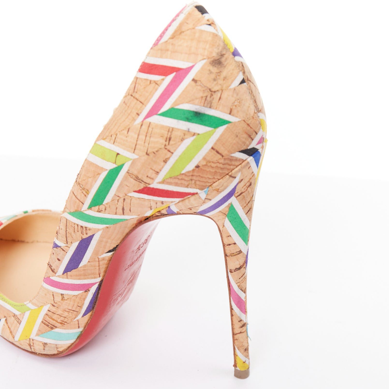 Christian Louboutin CHRISTIAN LOUBOUTIN So Kate Cork Chevron beige colourful calfskin pumps EU36.5 Size US 6.5 / IT 36.5 - 8 Thumbnail