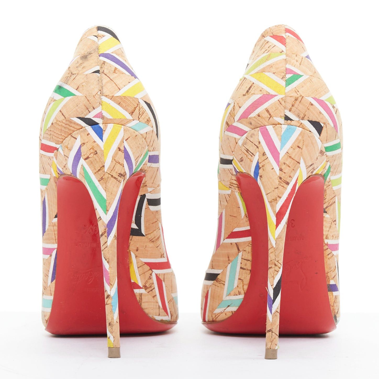 Christian Louboutin CHRISTIAN LOUBOUTIN So Kate Cork Chevron beige colourful calfskin pumps EU36.5 Size US 6.5 / IT 36.5 - 5 Thumbnail
