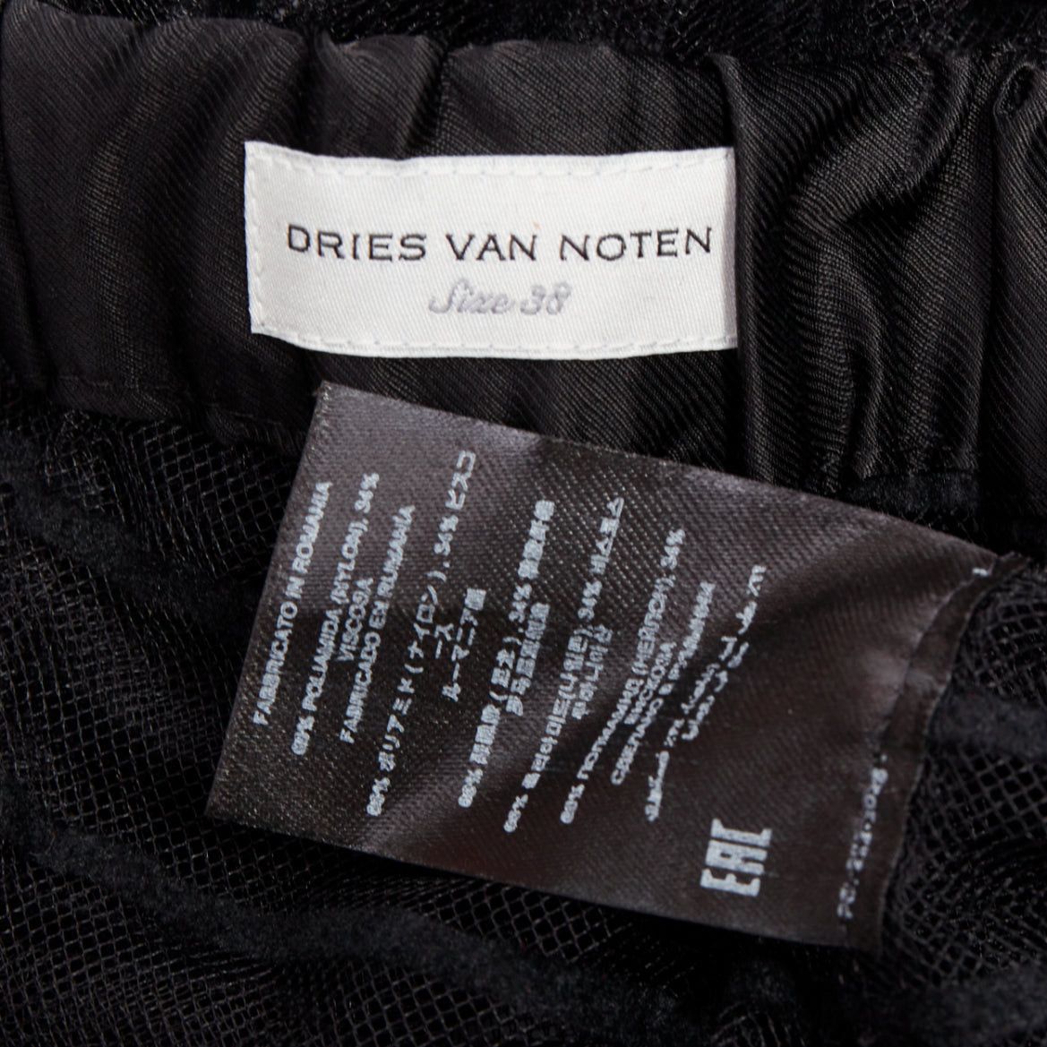 Dries Van Noten DRIES VAN NOTEN black flocked mesh striped sheer straight leg pants FR38 M Size 28" / US 6 / IT 42 - 8 Thumbnail