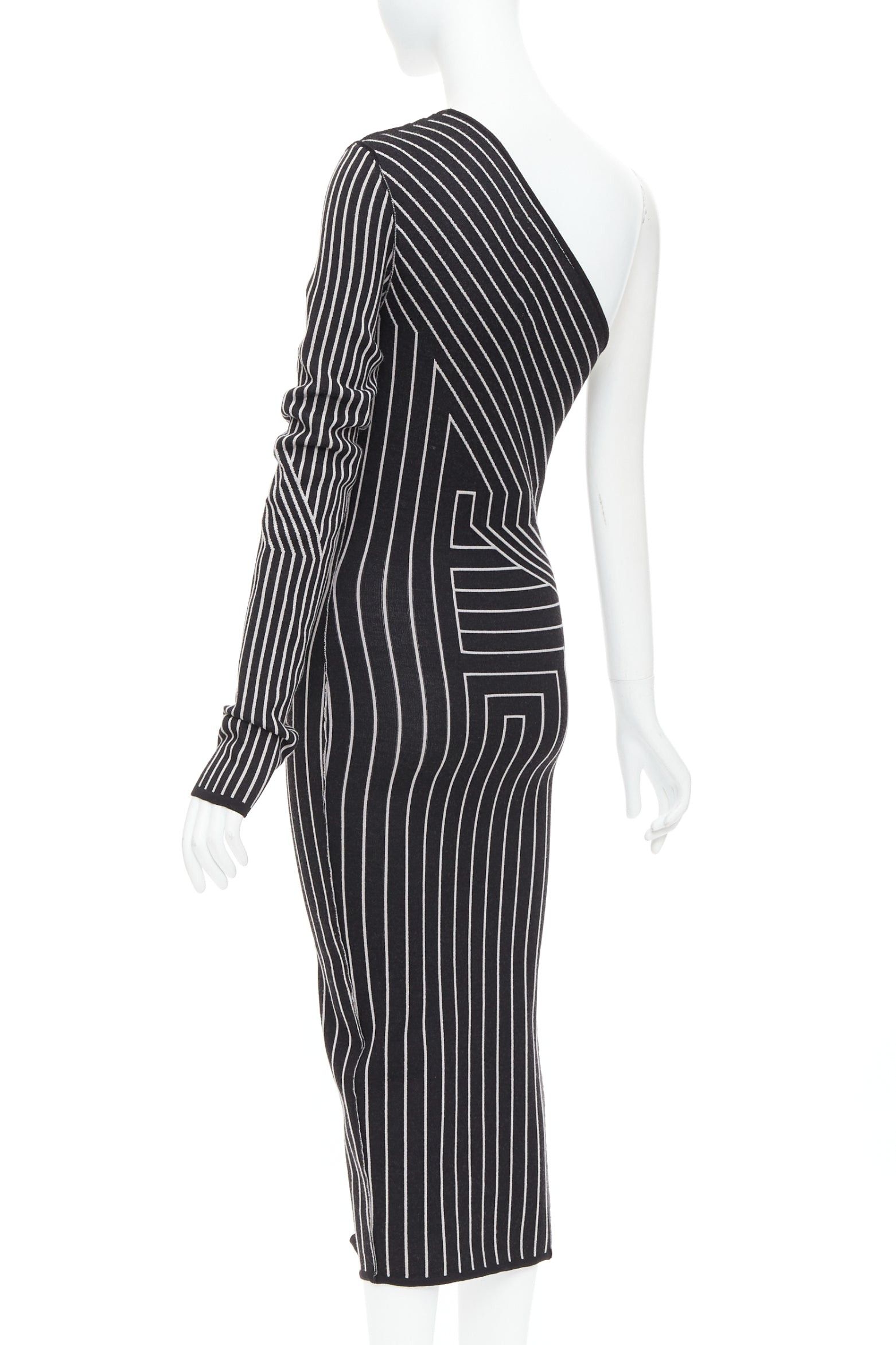 Rick Owens RICK OWENS 2020 Ziggy geometric graphic lines one shoulder high slit dress S Rosalia Size M / US 6-8 / IT 42-44 - 6 Thumbnail