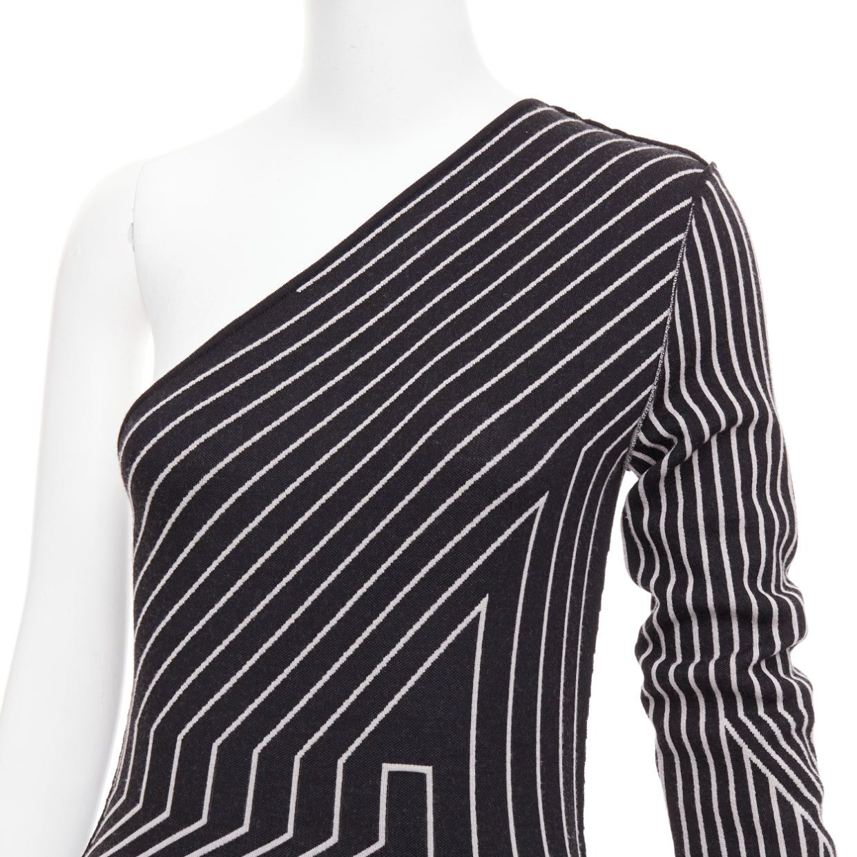 Rick Owens RICK OWENS 2020 Ziggy geometric graphic lines one shoulder high slit dress S Rosalia Size M / US 6-8 / IT 42-44 - 2 Thumbnail