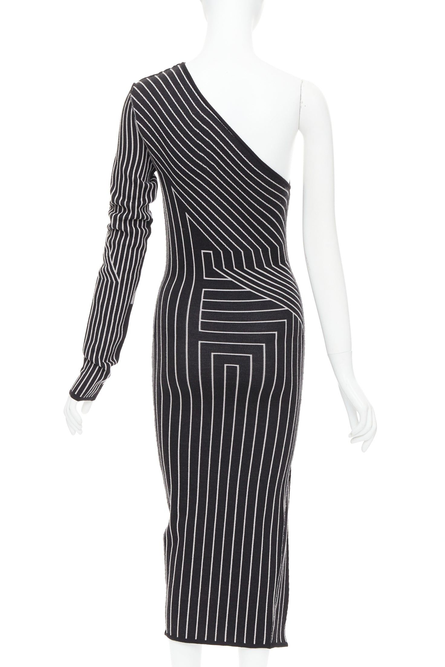 Rick Owens RICK OWENS 2020 Ziggy geometric graphic lines one shoulder high slit dress S Rosalia Size M / US 6-8 / IT 42-44 - 5 Thumbnail