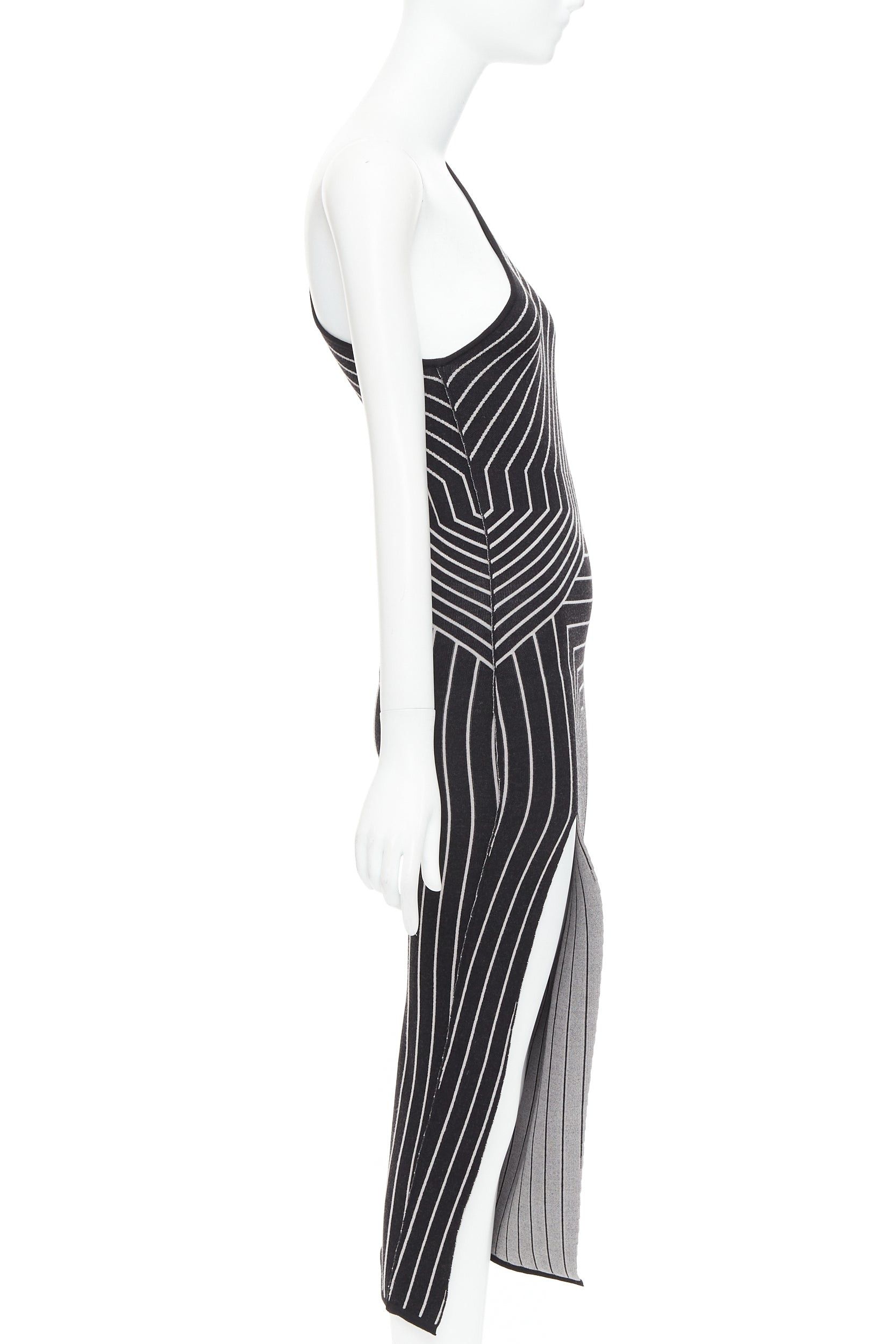 Rick Owens RICK OWENS 2020 Ziggy geometric graphic lines one shoulder high slit dress S Rosalia Size M / US 6-8 / IT 42-44 - 4 Thumbnail