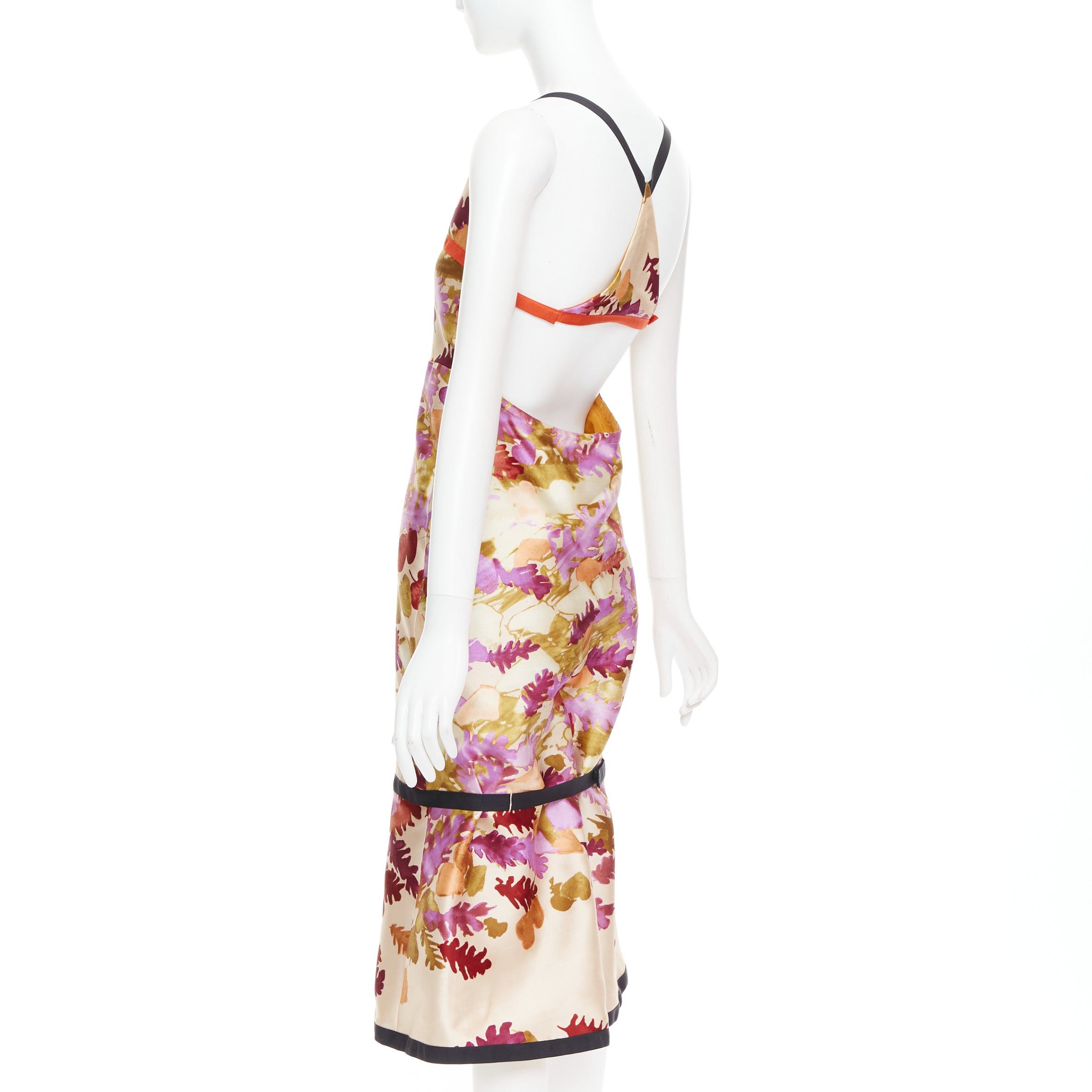 Prada rare PRADA 1999 Runway Vintage neoprene duchess silk floral bondage dress IT38 XS Size XS / US 0-2 / IT 36-38 - 5 Thumbnail