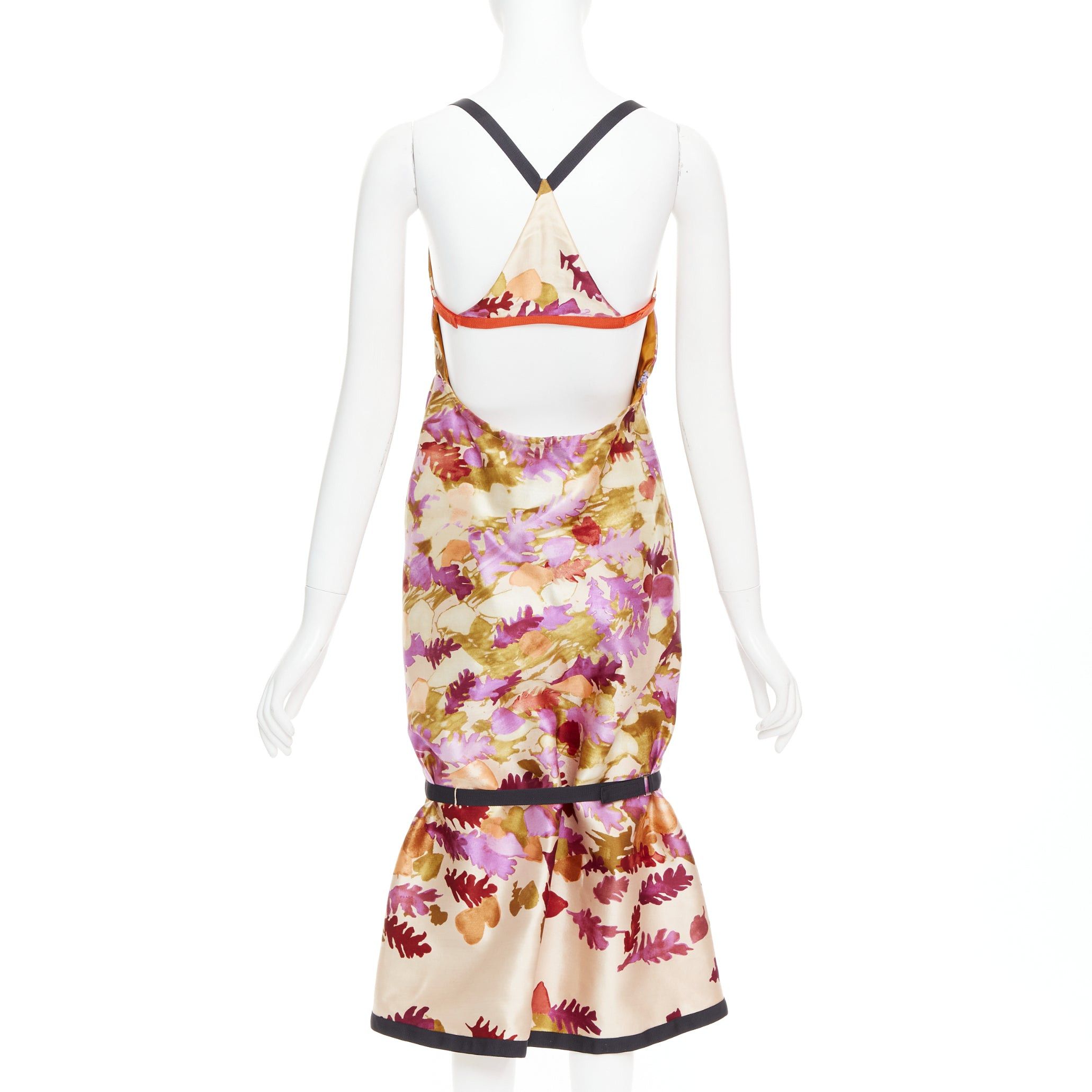Prada rare PRADA 1999 Runway Vintage neoprene duchess silk floral bondage dress IT38 XS Size XS / US 0-2 / IT 36-38 - 2 Thumbnail