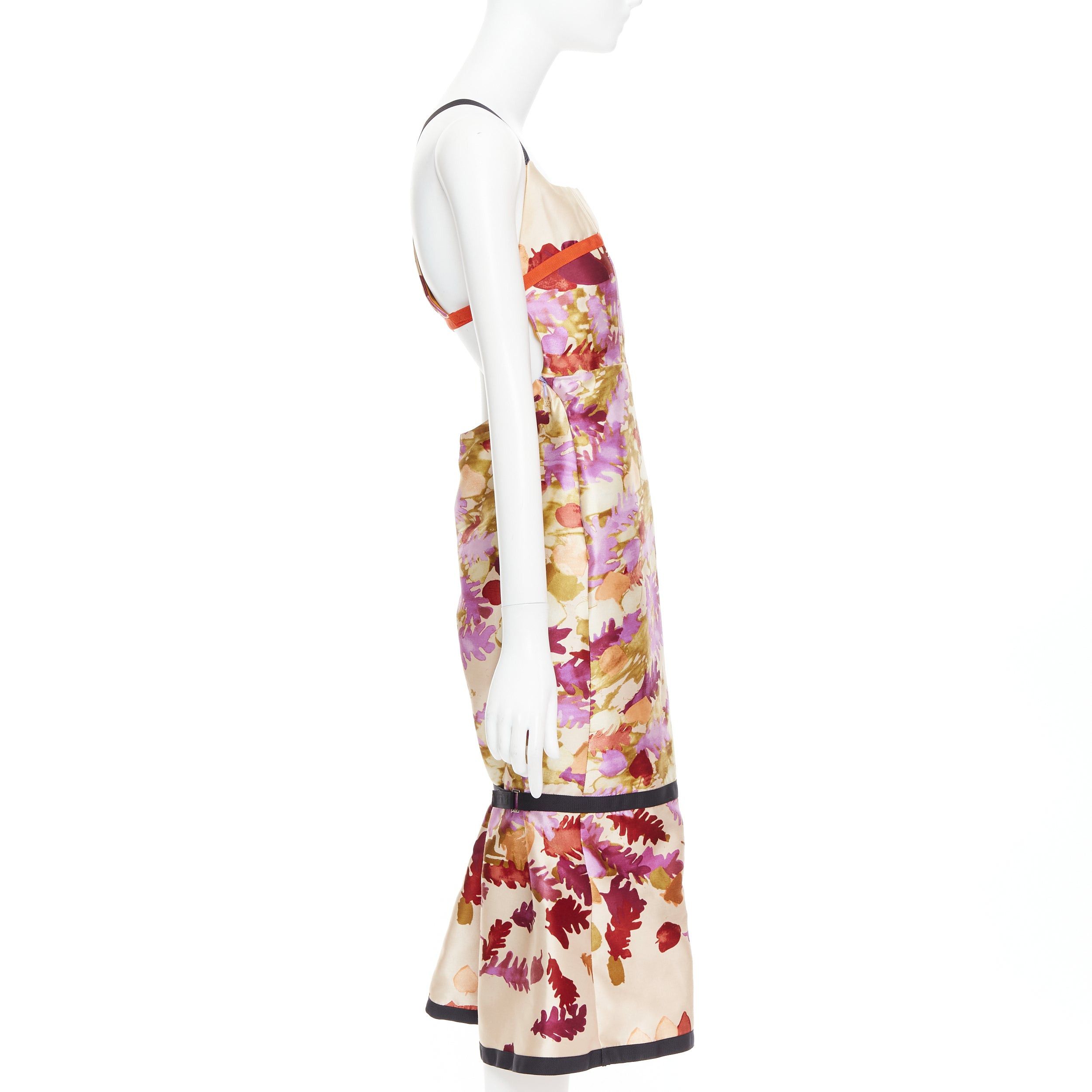 Prada rare PRADA 1999 Runway Vintage neoprene duchess silk floral bondage dress IT38 XS Size XS / US 0-2 / IT 36-38 - 4 Thumbnail
