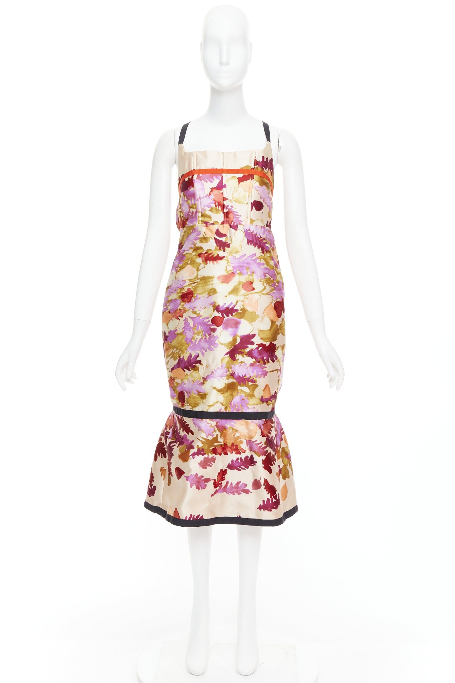 Prada rare PRADA 1999 Runway Vintage neoprene duchess silk floral bondage dress IT38 XS Size XS / US 0-2 / IT 36-38 - 10 Thumbnail