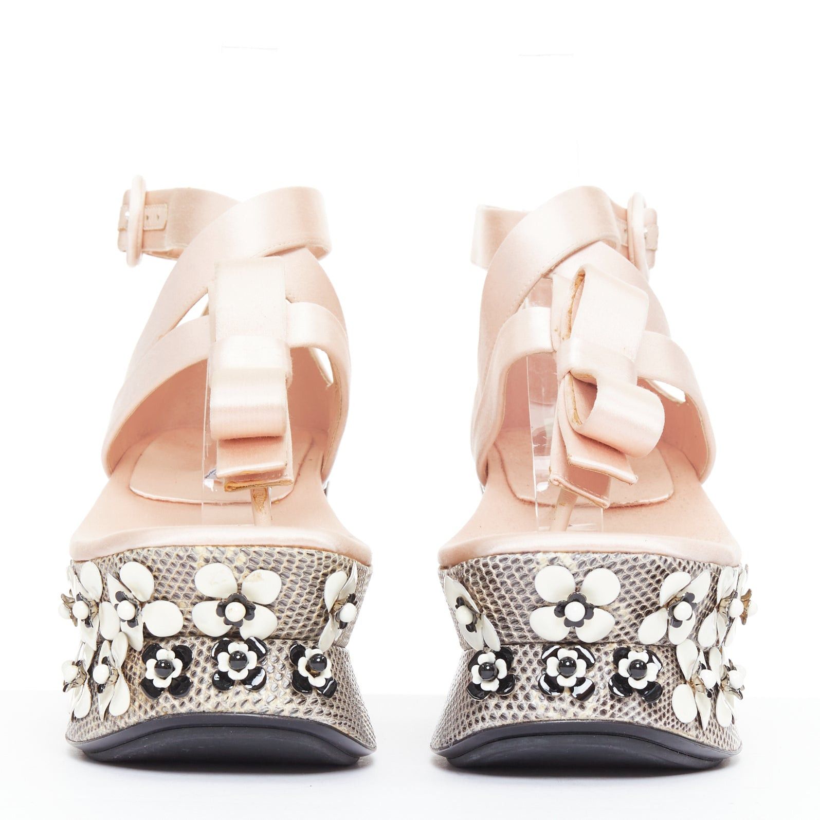 Prada rare PRADA 2013 Runway pink satin floral petal embellished Geisha platform EU36 Size US 6 / IT 36 - 3 Thumbnail