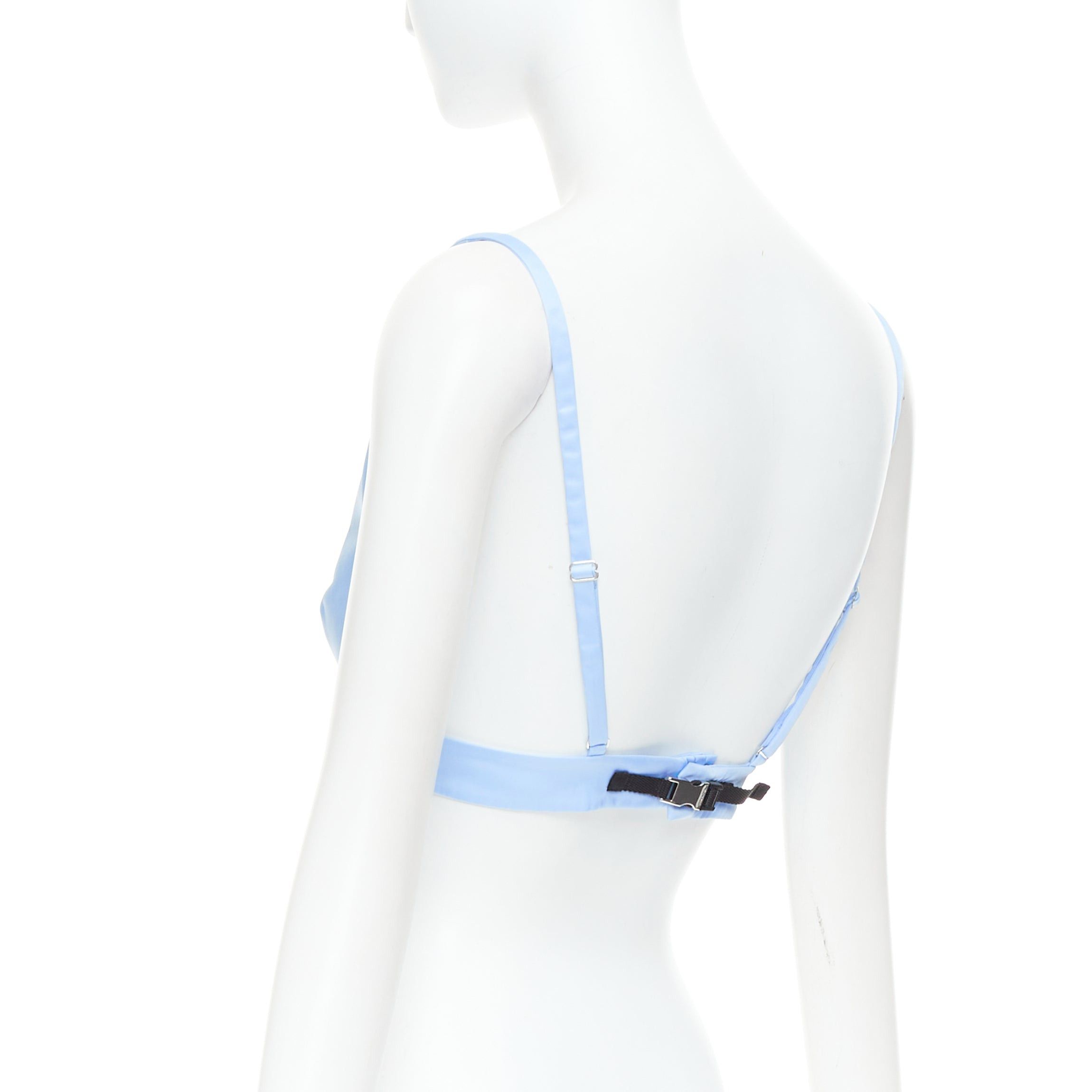 Prada PRADA Re-Nylon light blue triangle logo plunge crop top bustier bralette IT38 XS Size XS / US 0-2 / IT 36-38 - 6 Thumbnail
