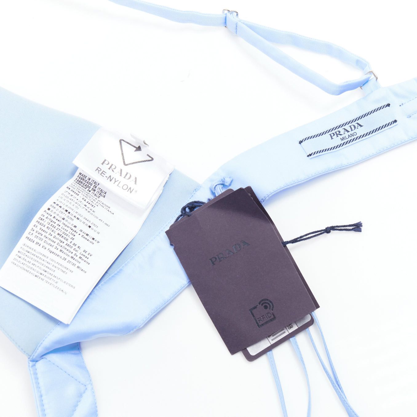 Prada PRADA Re-Nylon light blue triangle logo plunge crop top bustier bralette IT38 XS Size XS / US 0-2 / IT 36-38 - 8 Thumbnail