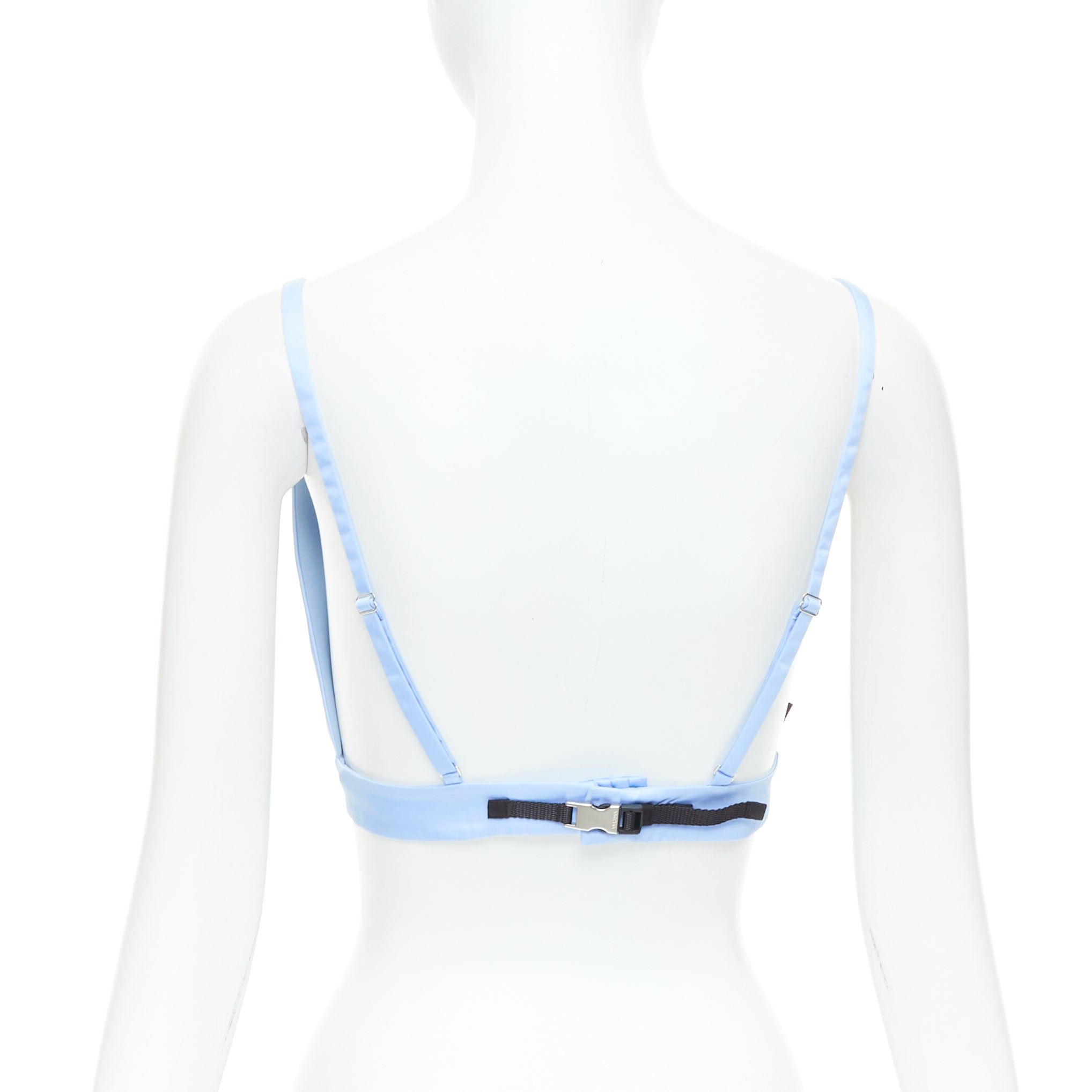 Prada PRADA Re-Nylon light blue triangle logo plunge crop top bustier bralette IT38 XS Size XS / US 0-2 / IT 36-38 - 5 Thumbnail
