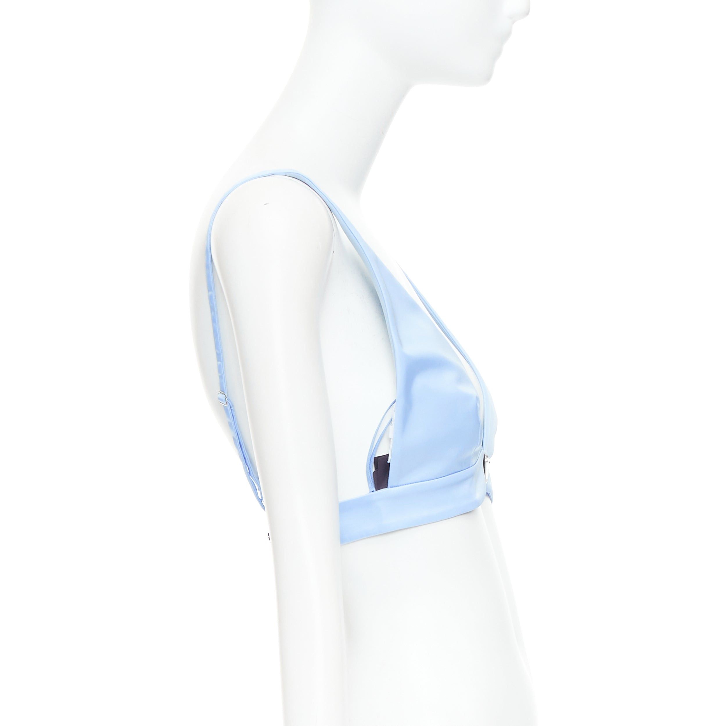 Prada PRADA Re-Nylon light blue triangle logo plunge crop top bustier bralette IT38 XS Size XS / US 0-2 / IT 36-38 - 4 Thumbnail
