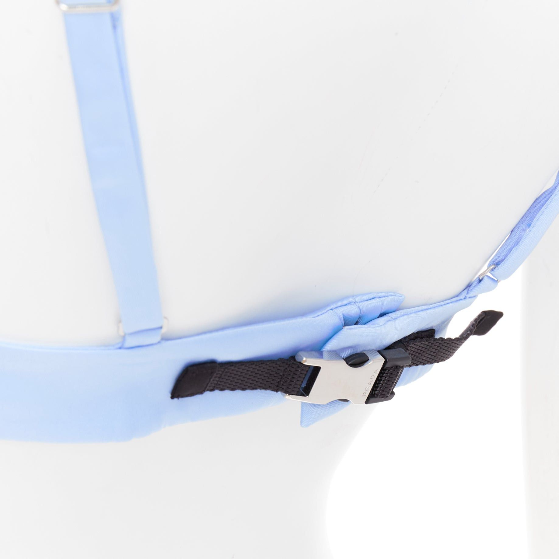 Prada PRADA Re-Nylon light blue triangle logo plunge crop top bustier bralette IT38 XS Size XS / US 0-2 / IT 36-38 - 2 Thumbnail