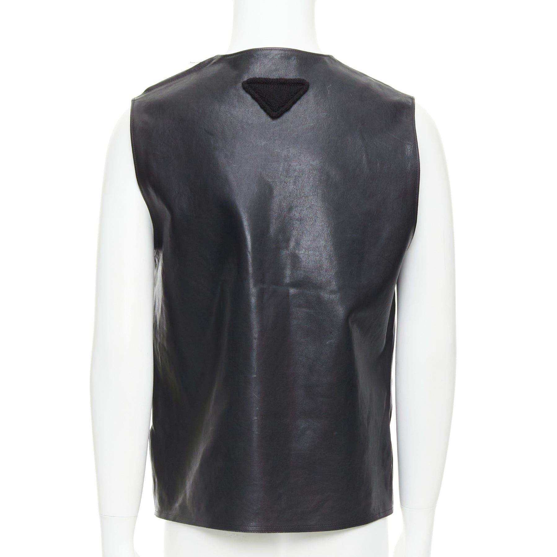 Prada rare PRADA 2023 Runway Raf Simons Vitello black calfskin leather buckle vest IT48 M Size US M / EU 48-50 / 2 - 5 Thumbnail