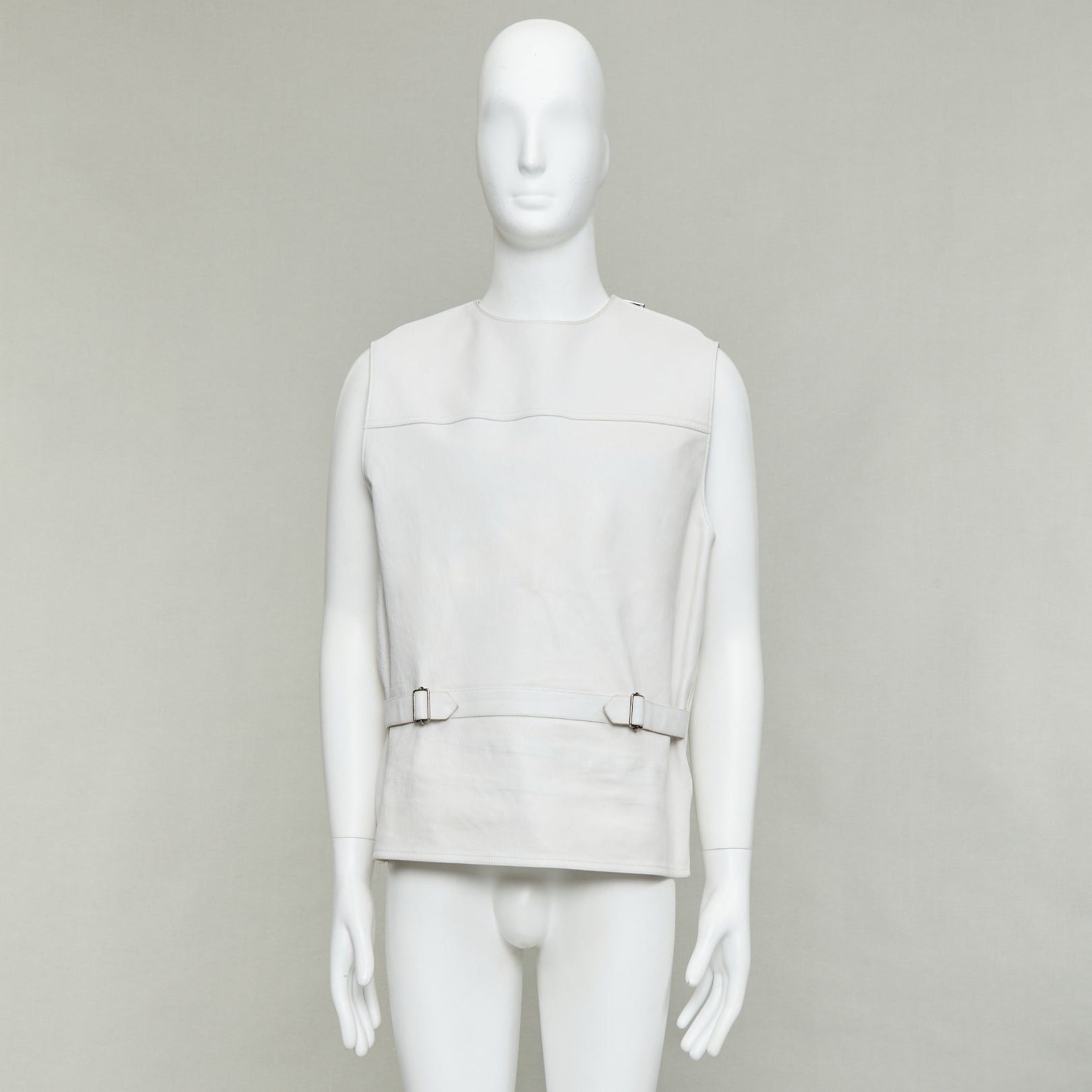 Prada rare PRADA 2023 Runway Raf Simons Vitello white calfskin leather buckle vest IT50 L Size US L / EU 52-54 / 3 - 11 Thumbnail