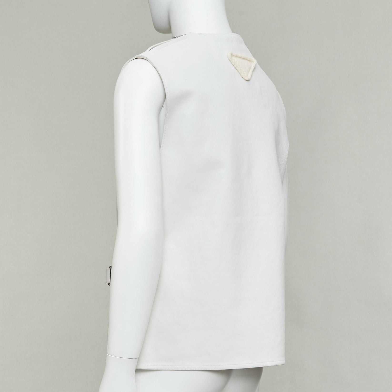 Prada rare PRADA 2023 Runway Raf Simons Vitello white calfskin leather buckle vest IT50 L Size US L / EU 52-54 / 3 - 6 Thumbnail