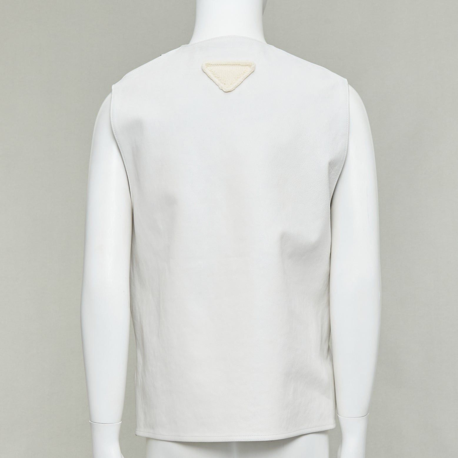 Prada rare PRADA 2023 Runway Raf Simons Vitello white calfskin leather buckle vest IT50 L Size US L / EU 52-54 / 3 - 5 Thumbnail