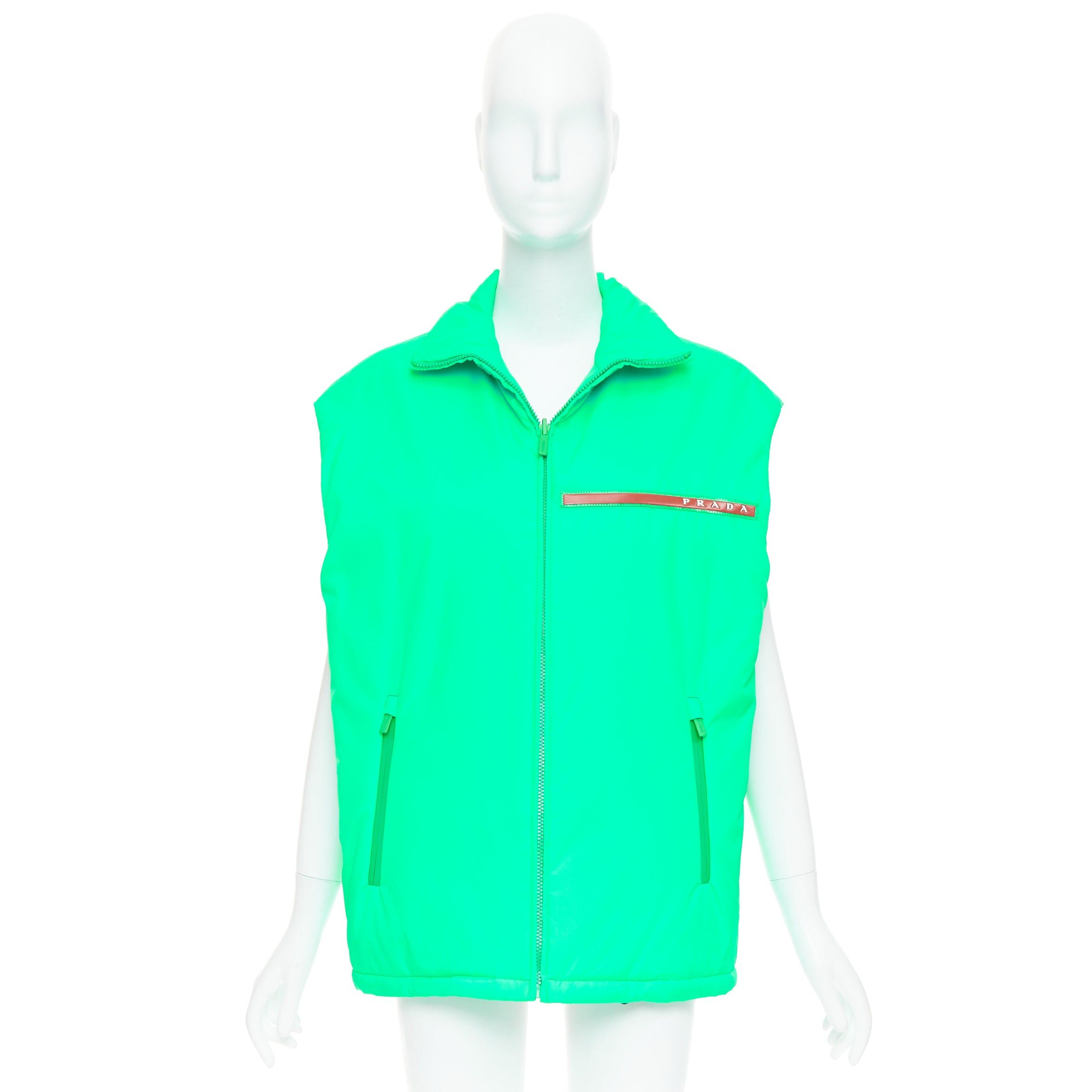 Prada PRADA 2018 Linea Rossa Primaloft neon green nylon red logo puffer vest S Size M / US 6-8 / IT 42-44 - 10 Thumbnail