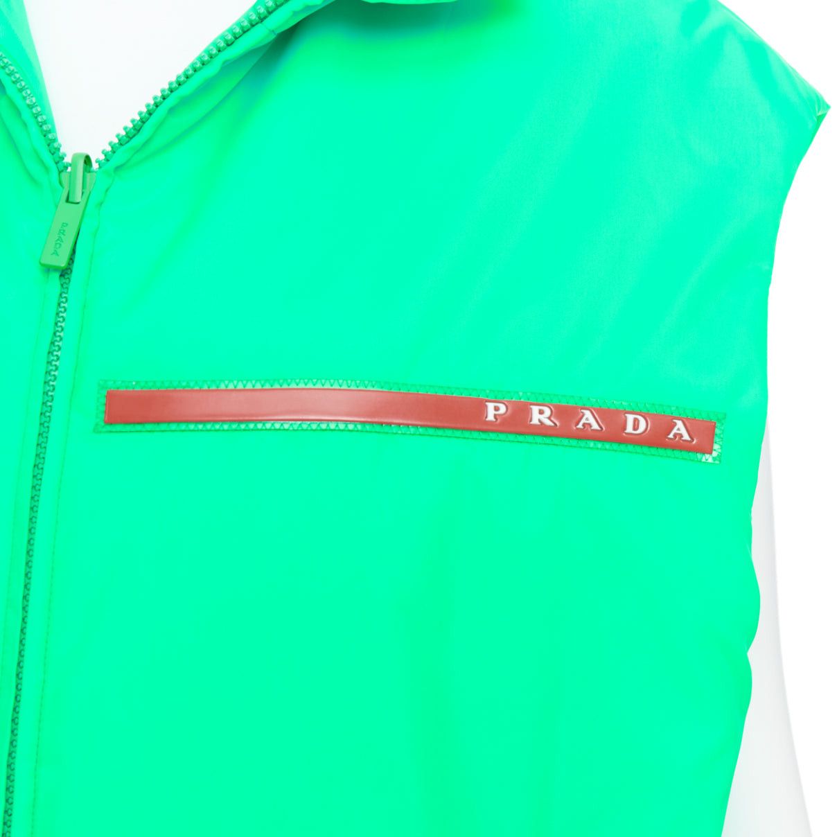 Prada PRADA 2018 Linea Rossa Primaloft neon green nylon red logo puffer vest S Size M / US 6-8 / IT 42-44 - 2 Thumbnail