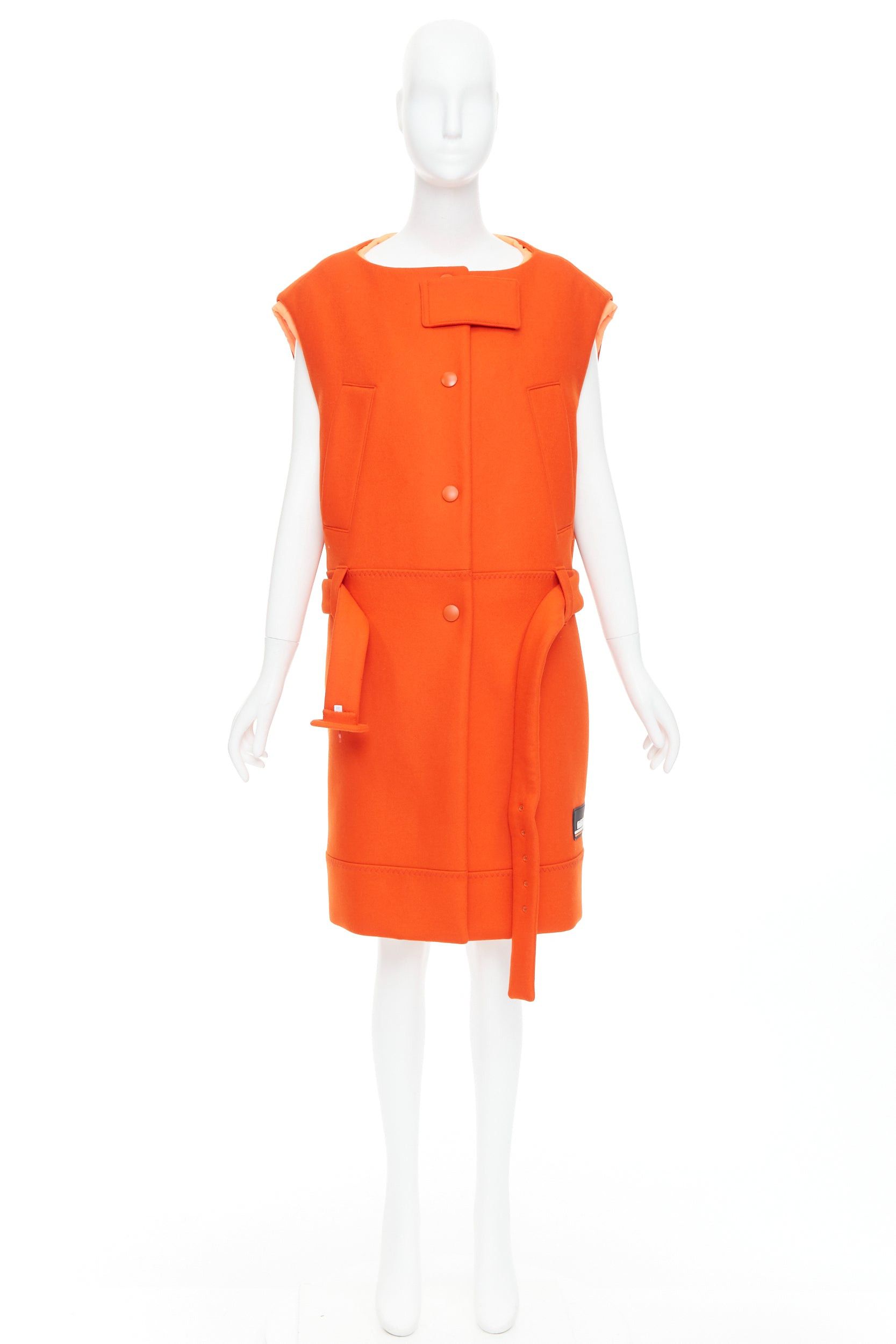 Prada rare PRADA 2018 Runway orange virgin wool belted puffer lined long vest IT38 XS Size XS / US 0-2 / IT 36-38 - 10 Thumbnail