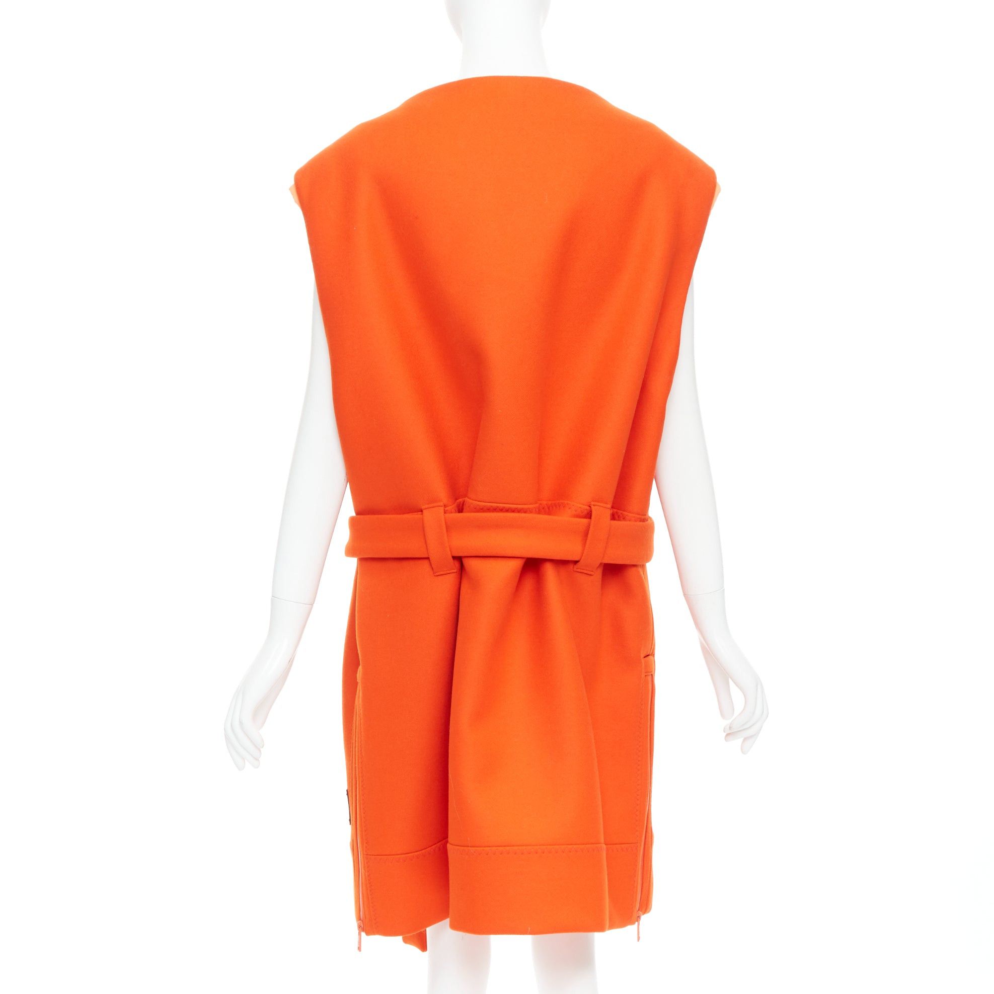 Prada rare PRADA 2018 Runway orange virgin wool belted puffer lined long vest IT38 XS Size XS / US 0-2 / IT 36-38 - 6 Thumbnail