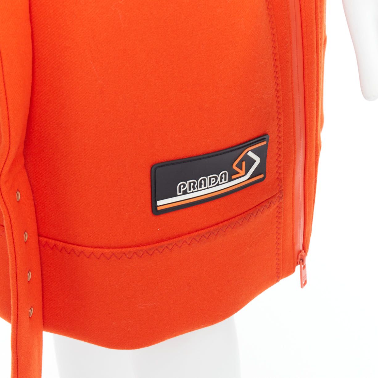 Prada rare PRADA 2018 Runway orange virgin wool belted puffer lined long vest IT38 XS Size XS / US 0-2 / IT 36-38 - 2 Thumbnail
