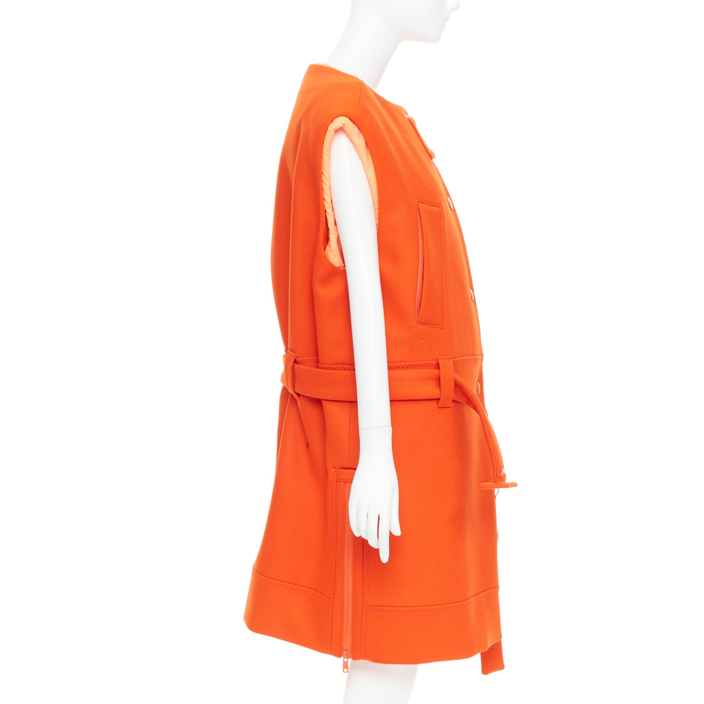 Prada rare PRADA 2018 Runway orange virgin wool belted puffer lined long vest IT38 XS Size XS / US 0-2 / IT 36-38 - 5 Thumbnail