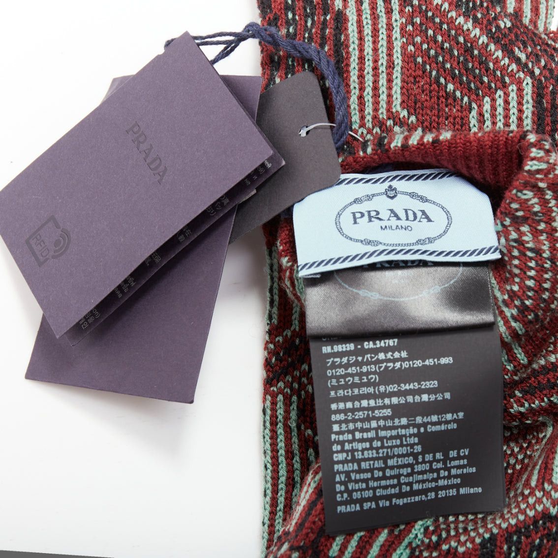 Prada PRADA 2021 Raf Simons Runway green red wool knit triangle pocket long gloves M Size ONE SIZE - 8 Thumbnail