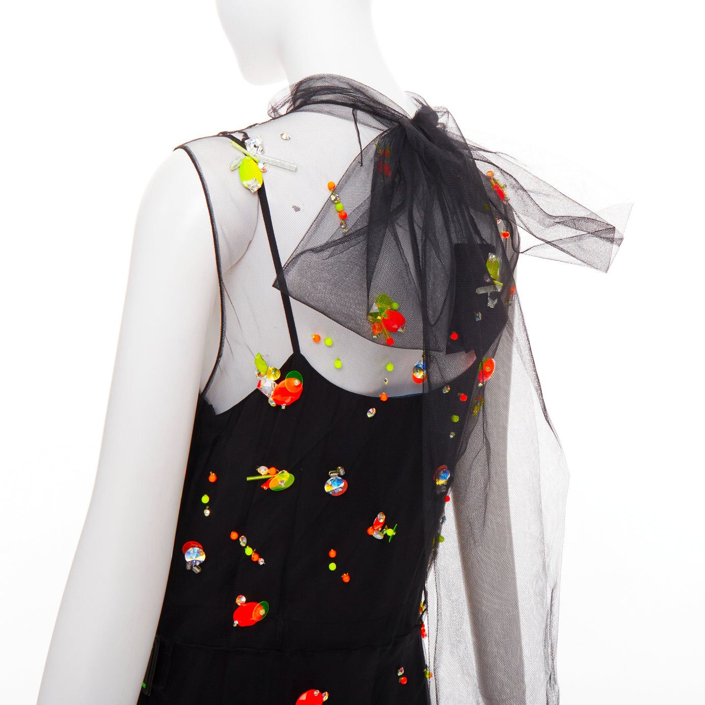 Prada rare PRADA 2018 Runway Abito multi neon yellow orange black tulle sporty logo dress IT42 M Size M / US 6-8 / IT 42-44 - 7 Thumbnail
