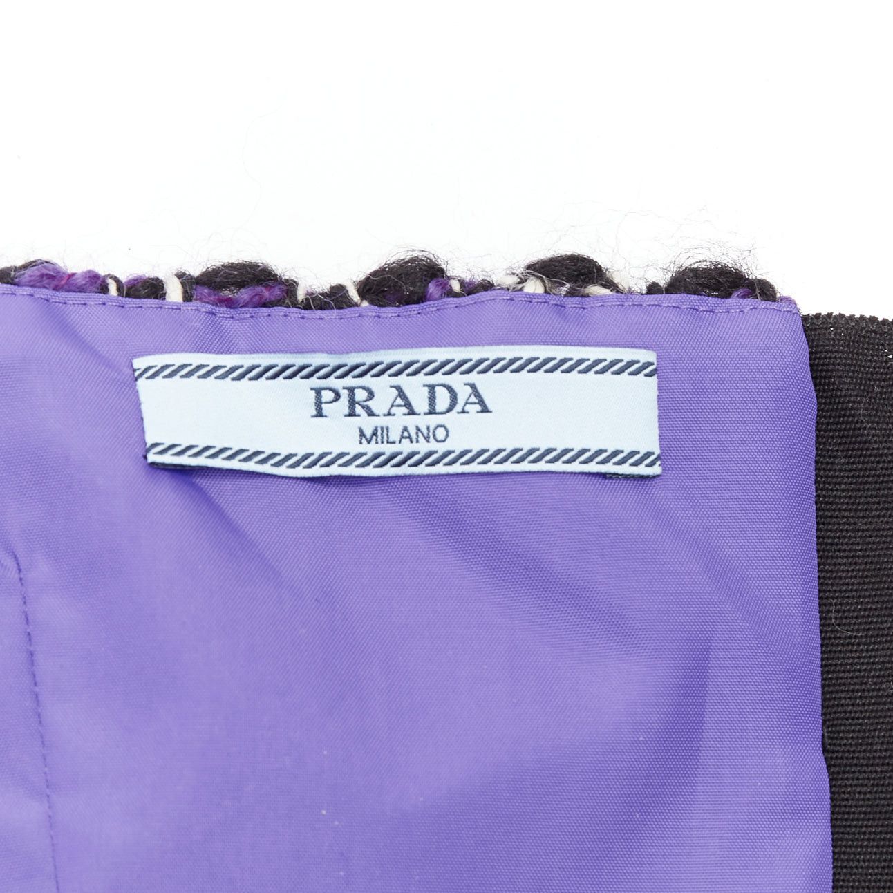 Prada PRADA 2018 Runway purple wool tweed rubber badge strapless bustier tube top IT40 S Size S / US 4 / IT 40 - 9 Thumbnail