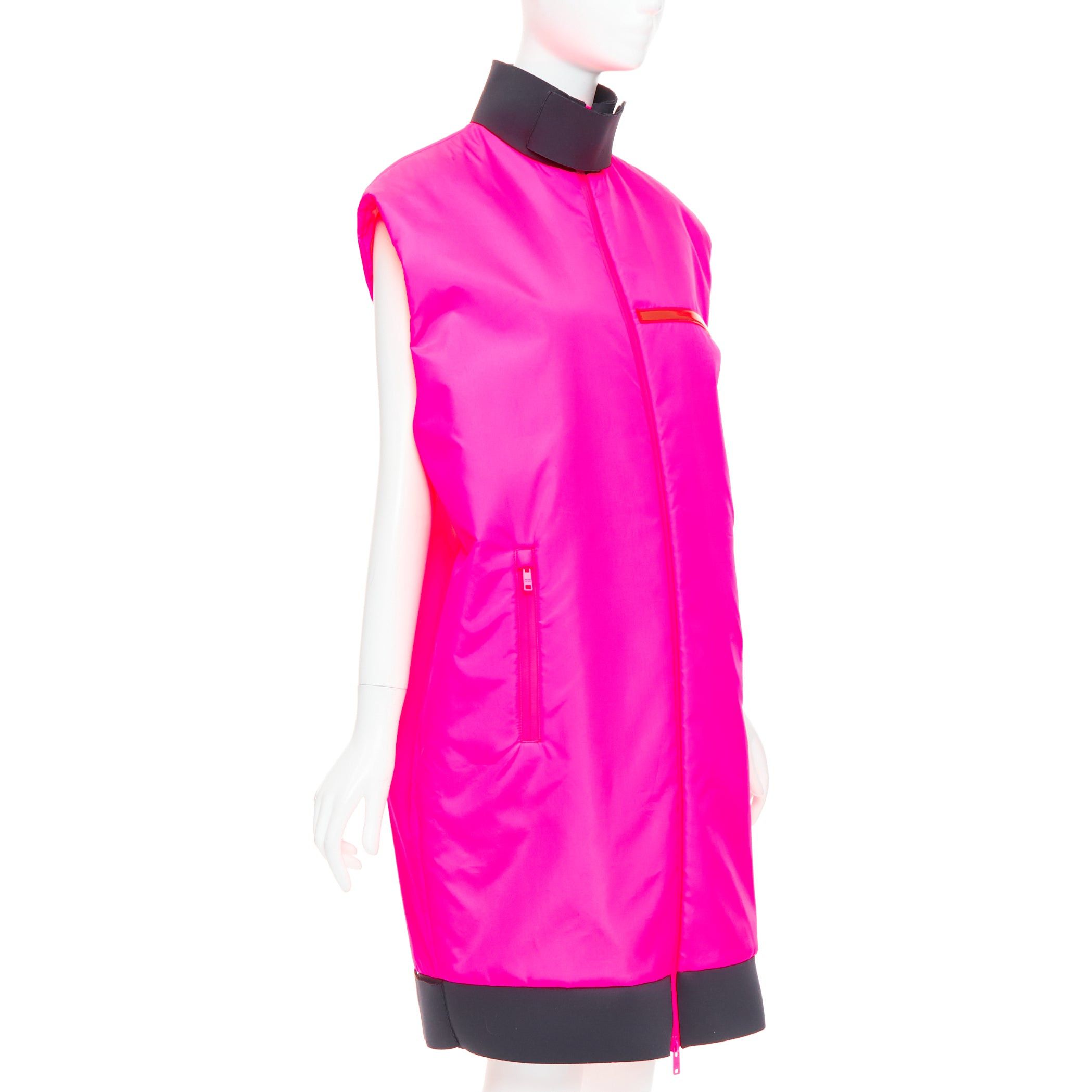 Prada rare PRADA 2018 Runway Look48 neon pink red zip vest dress IT38 XS Celine Dion Size XS / US 0-2 / IT 36-38 - 3 Thumbnail