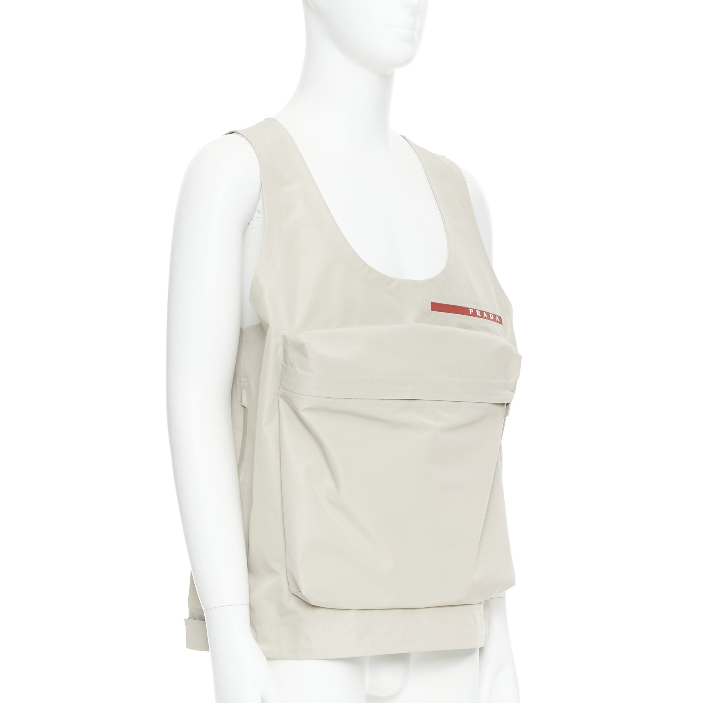 Prada PRADA Linea Rossa LR-MX019 Technical fabric beige large pocket utility vest S Size US S / EU 44-46 / 1 - 3 Thumbnail