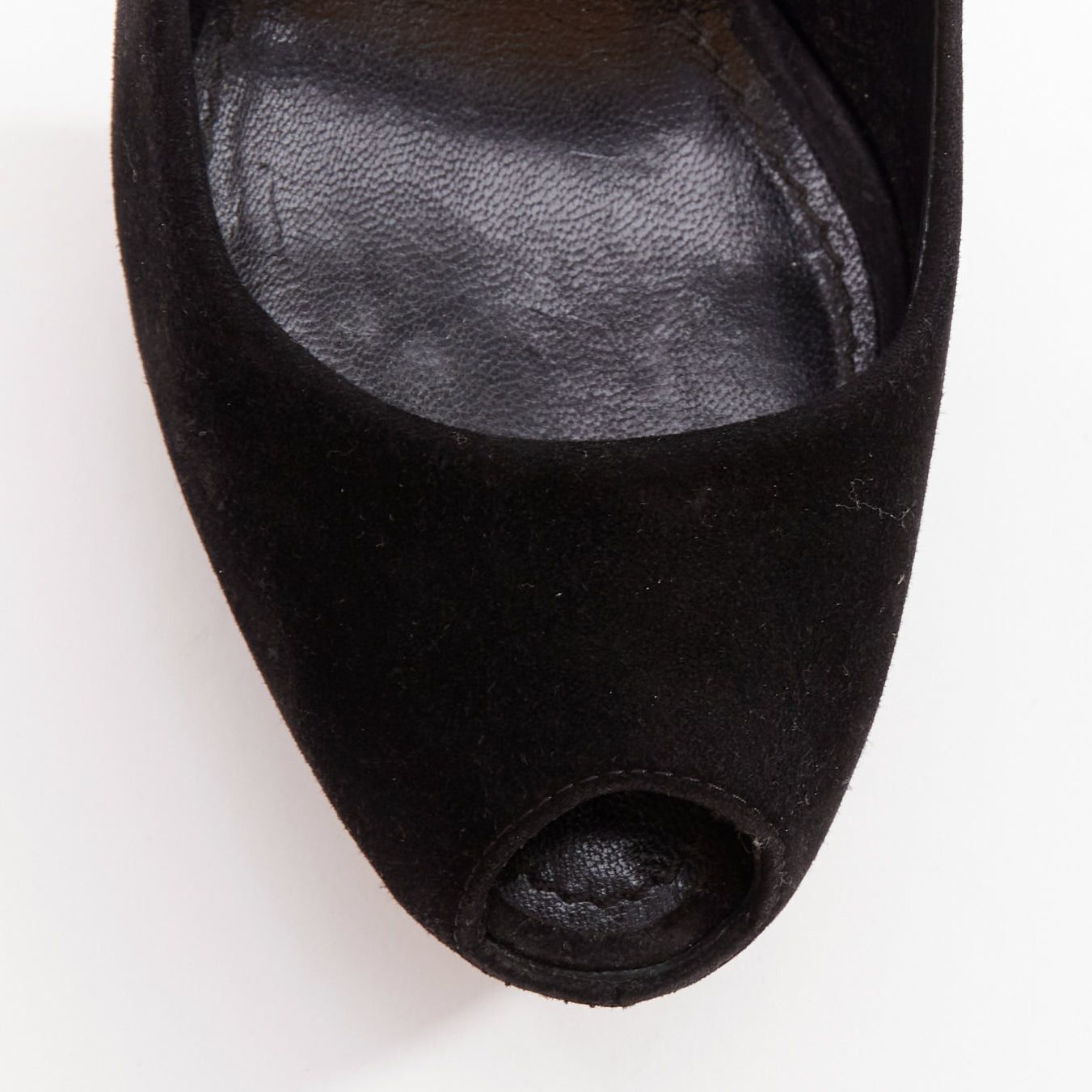 Louis Vuitton LOUIS VUITTON Oh Really black suede gold LV lock sky high pumps EU37 Size US 7 / IT 37 - 6 Thumbnail
