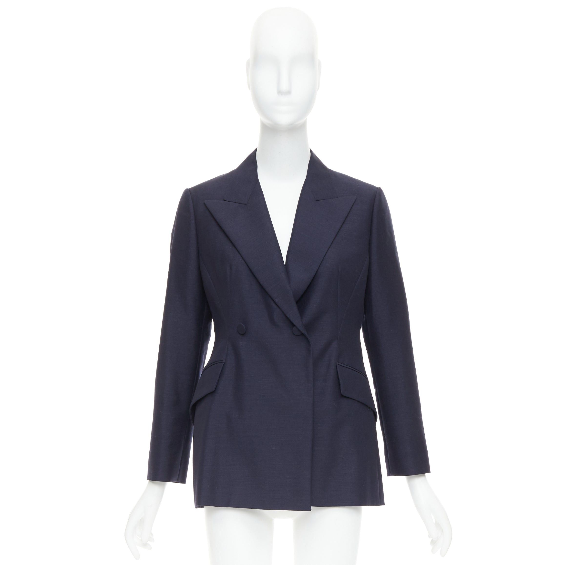 Dior CHRISTIAN DIOR Bar navy mohair wool double breasted silk lined blazer FR42 XL Size L / US 10 / IT 46 - 10 Thumbnail